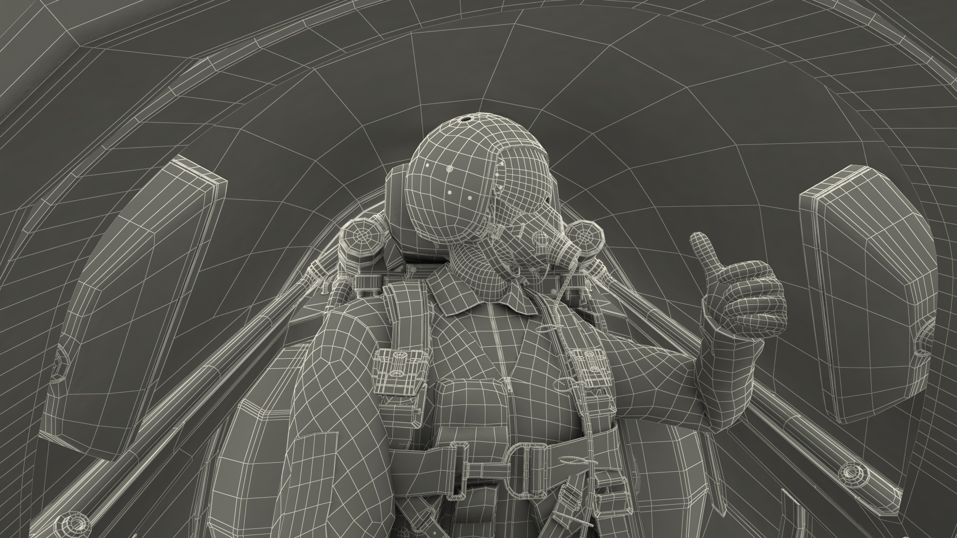 Russian Pilot in SU 57 Fighter Plane Hand Gesture 3D model