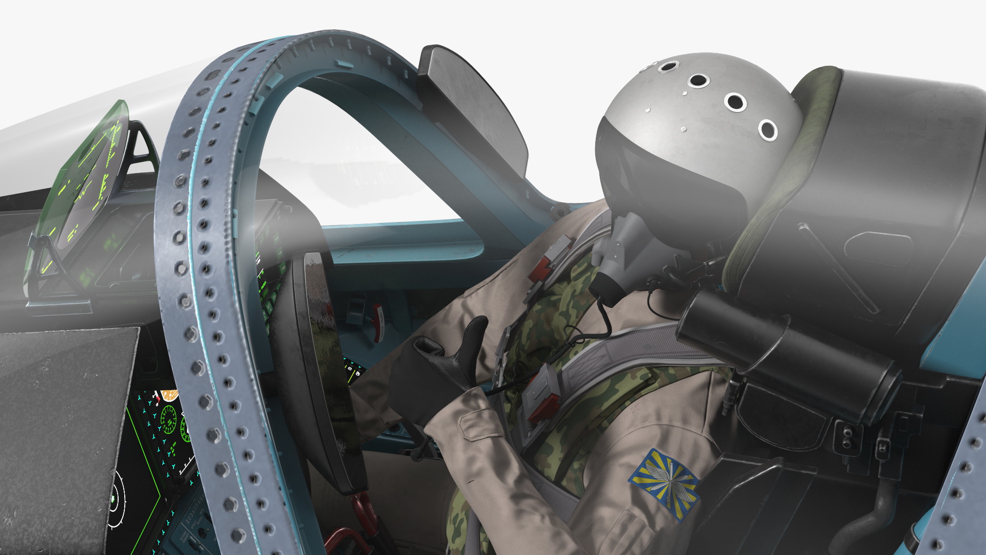 Russian Pilot in SU 57 Fighter Plane Hand Gesture 3D model