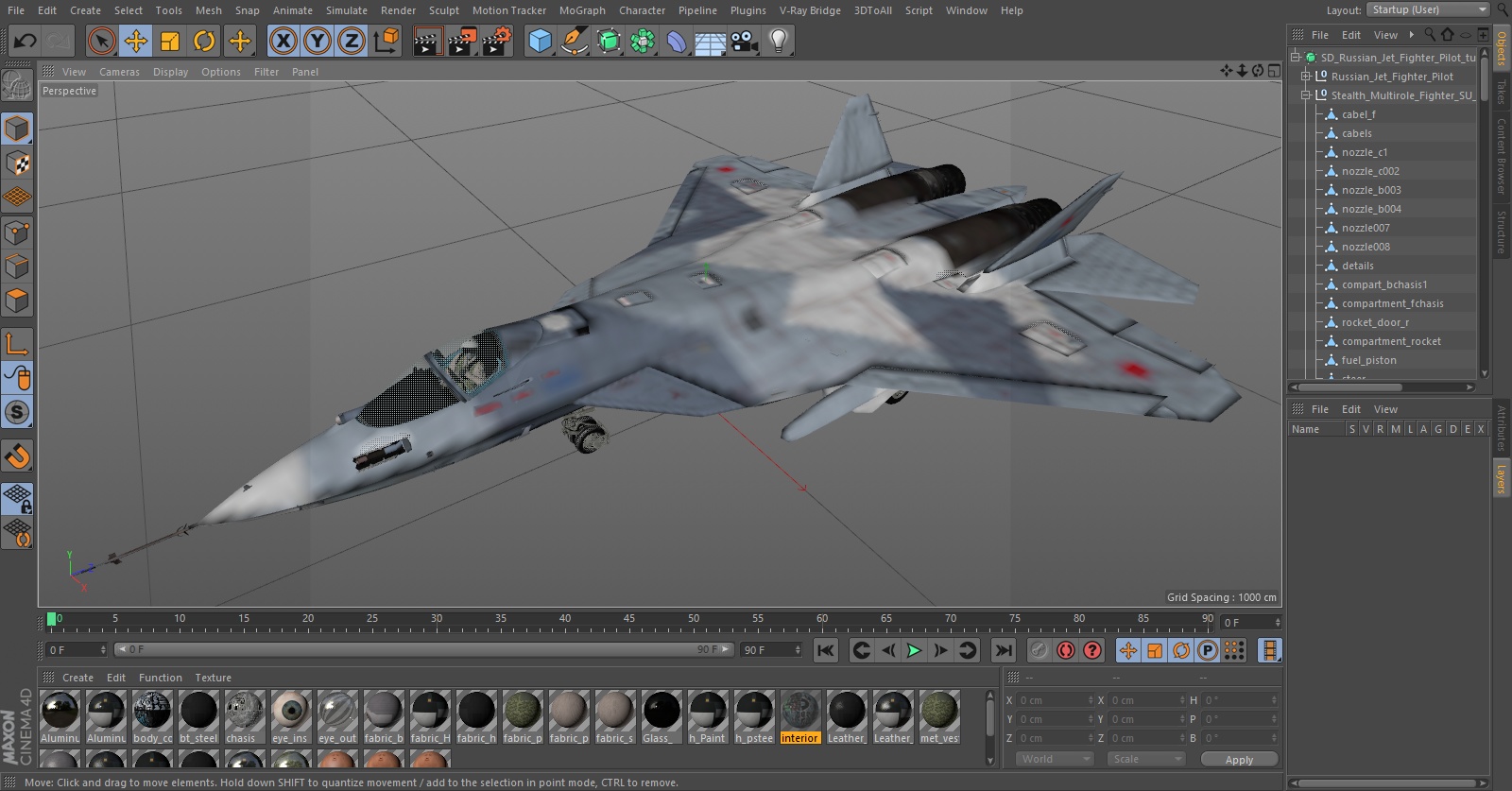 Russian Pilot in SU 57 Fighter Plane Hand Gesture 3D model