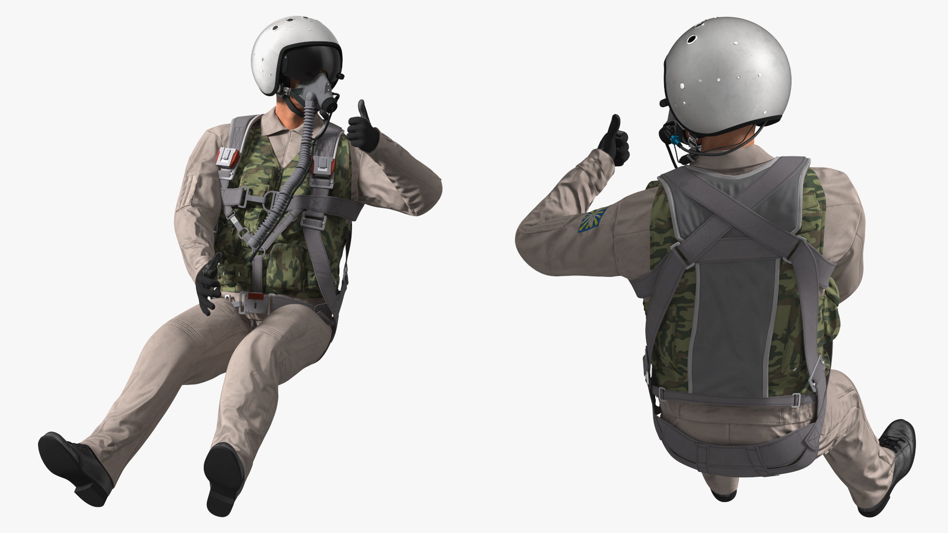 Russian Pilot in SU 57 Fighter Plane Hand Gesture 3D model