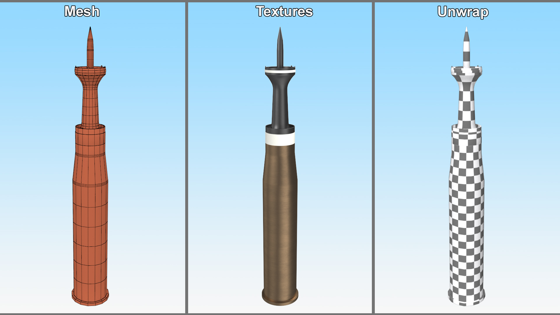 3D 105 mm Caliber Kinetic Projectile model