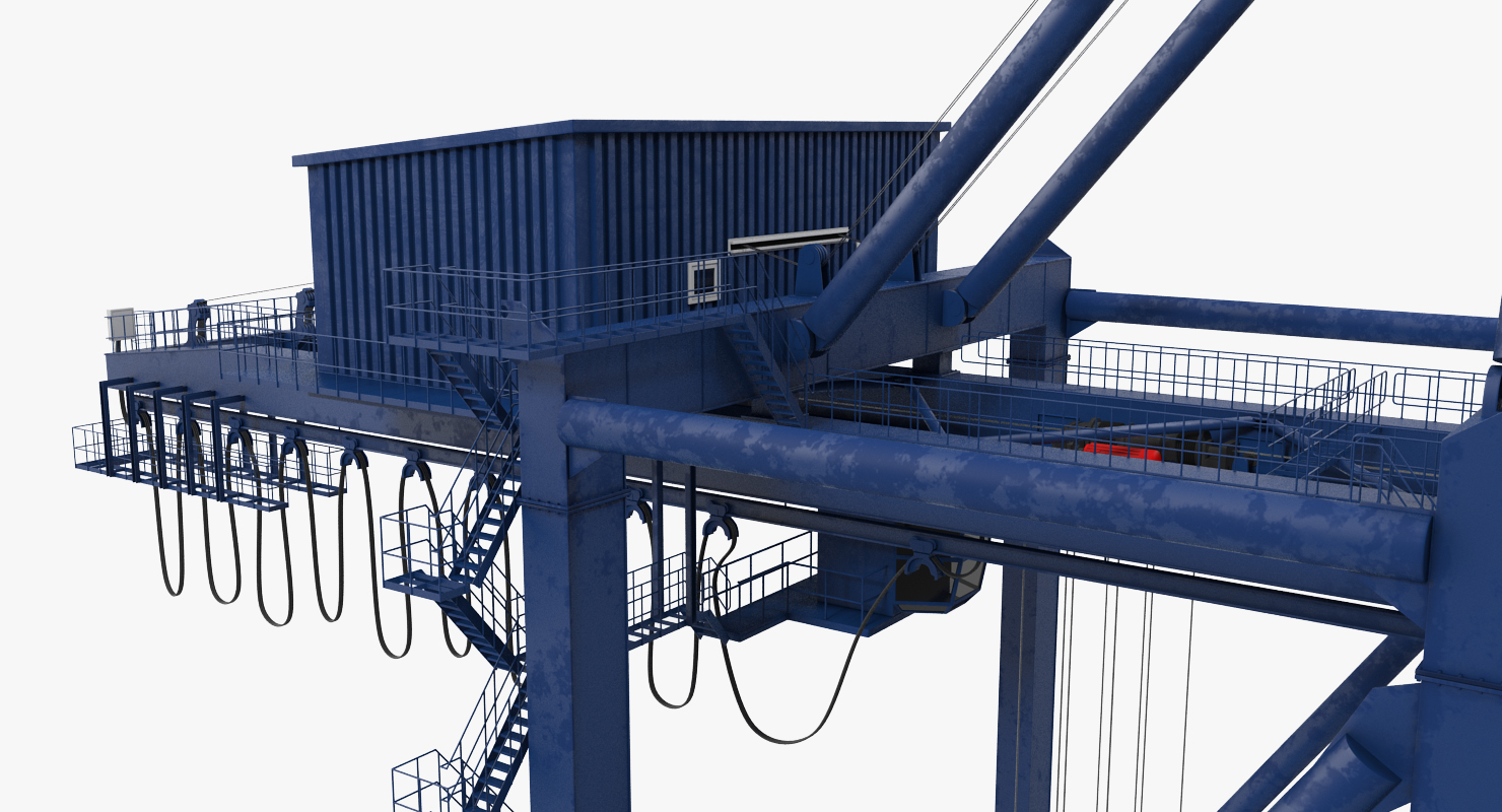 Container Crane Rigged Blue 3D