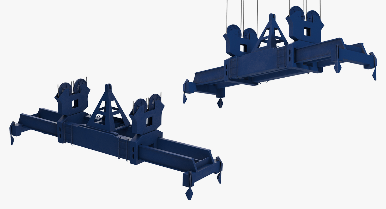 Container Crane Rigged Blue 3D