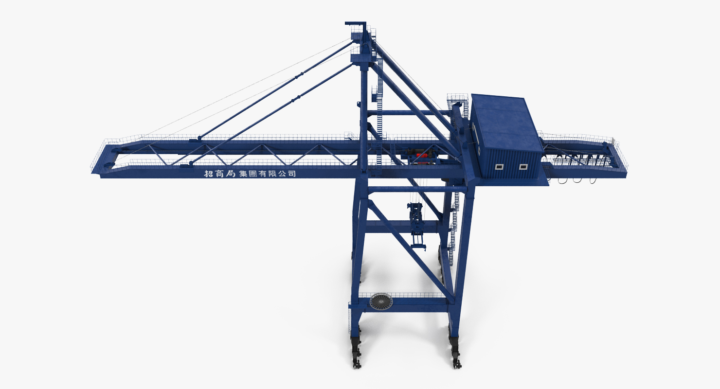 Container Crane Rigged Blue 3D