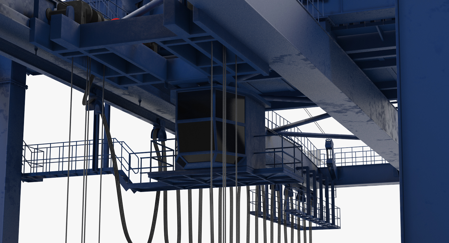 Container Crane Rigged Blue 3D