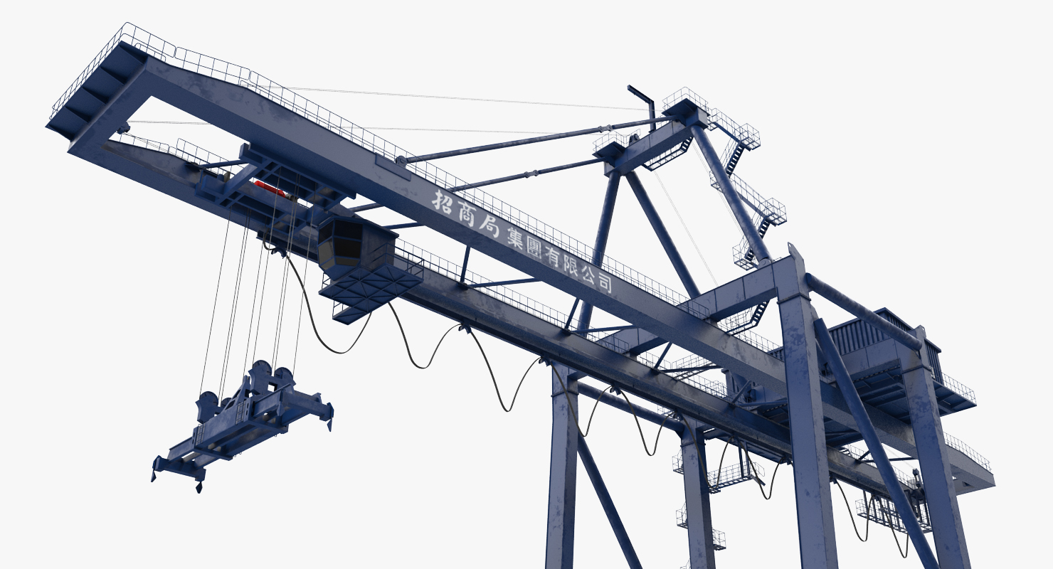 Container Crane Rigged Blue 3D