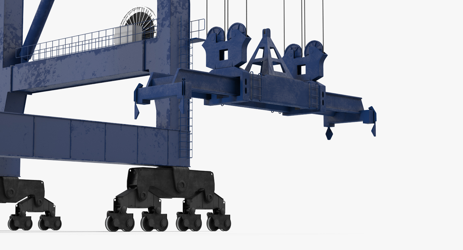 Container Crane Rigged Blue 3D