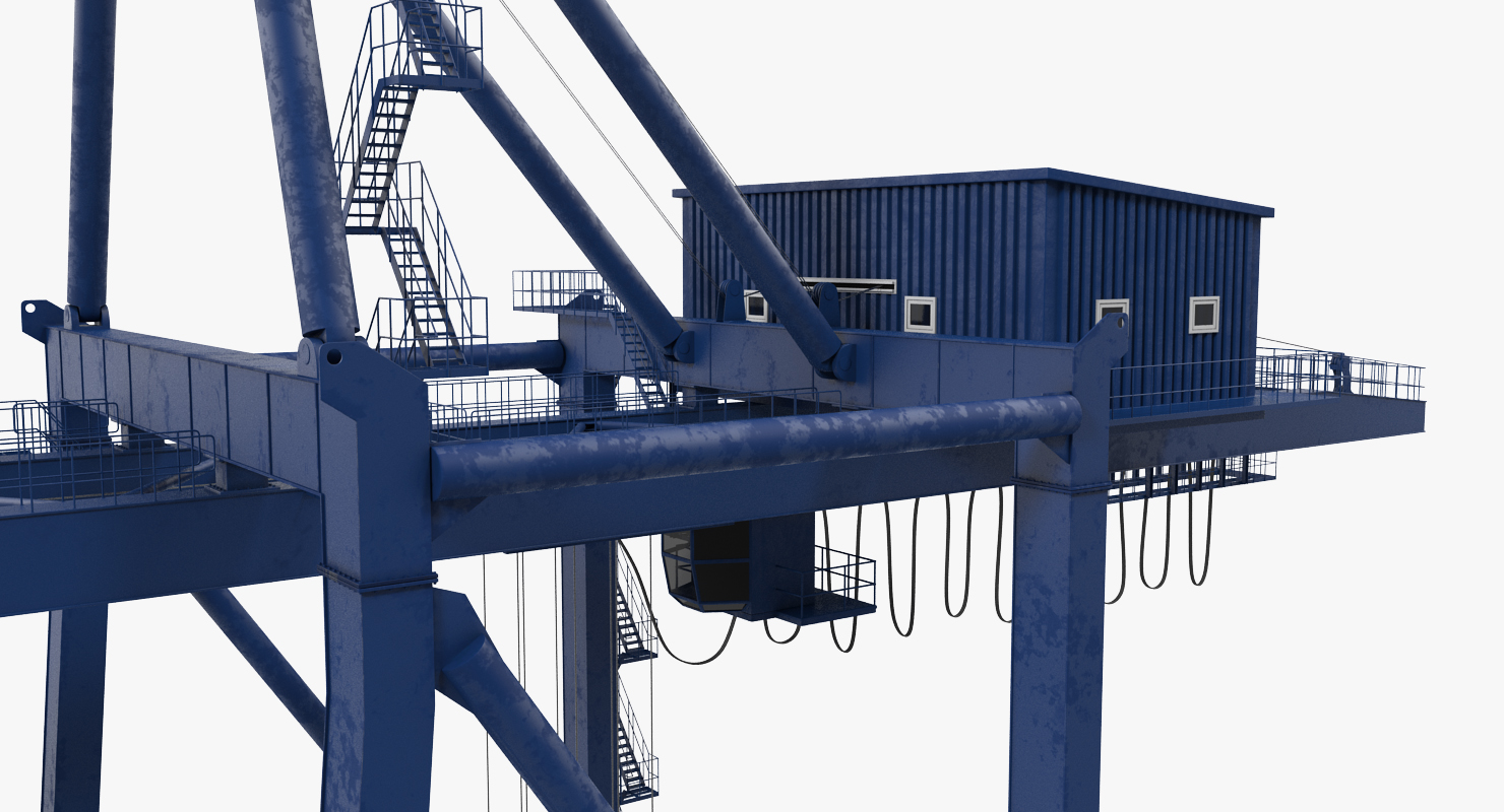 Container Crane Rigged Blue 3D