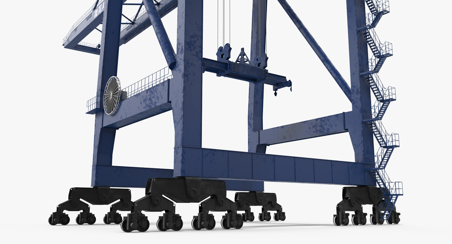 Container Crane Rigged Blue 3D