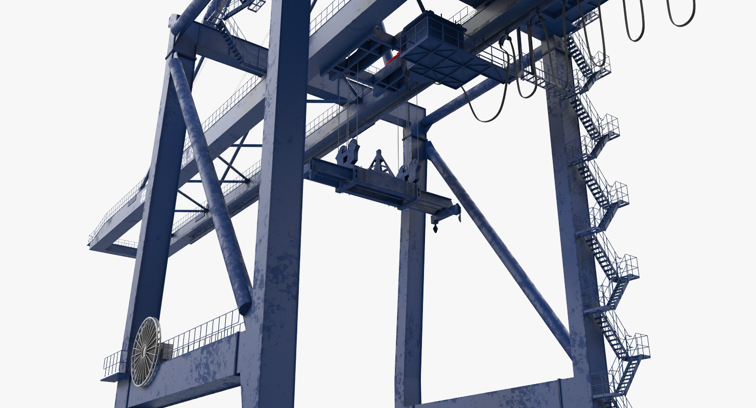 Container Crane Rigged Blue 3D
