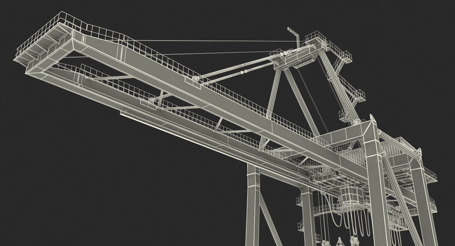 Container Crane Rigged Blue 3D