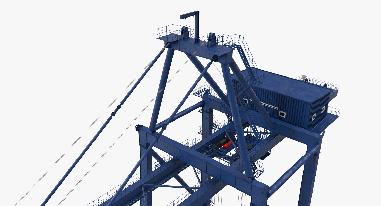 Container Crane Rigged Blue 3D
