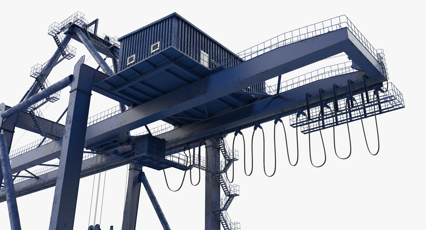 Container Crane Rigged Blue 3D