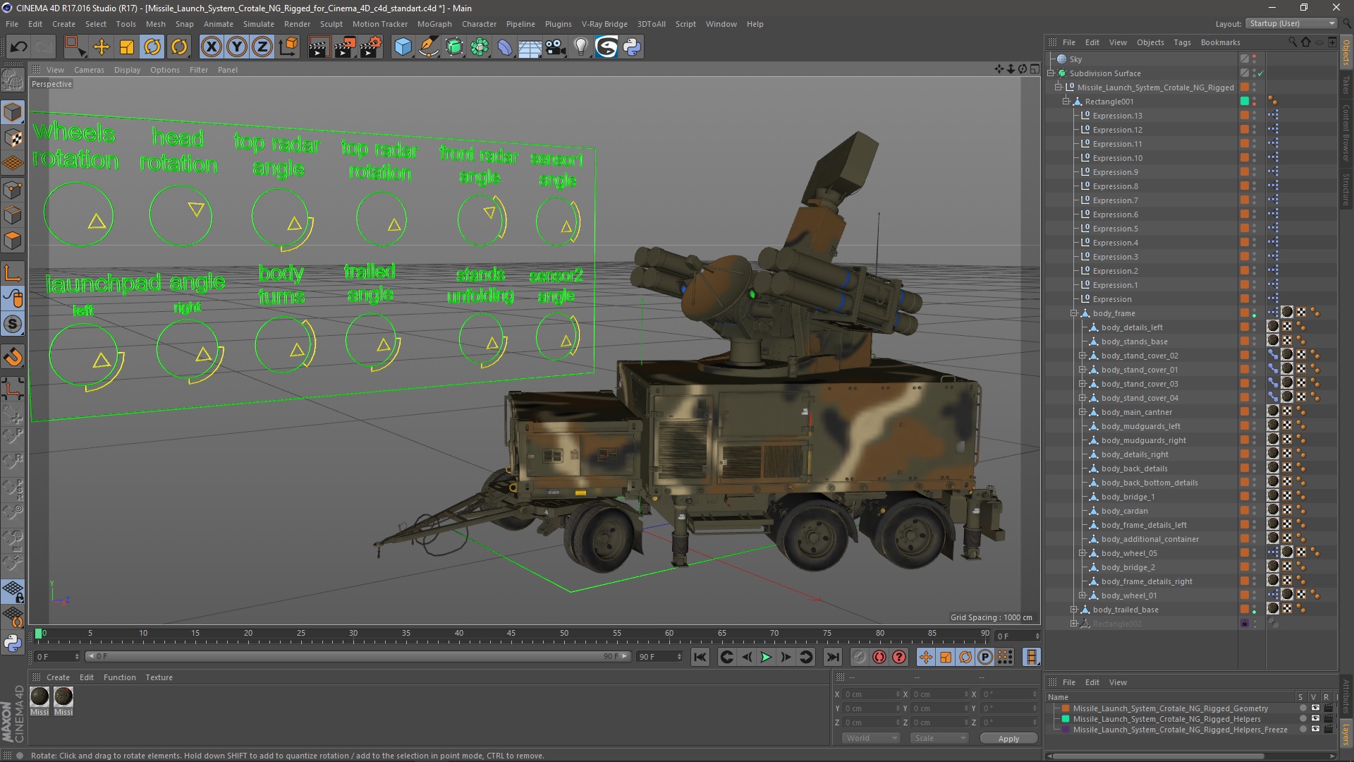 3D Missile Launch System Crotale NG Rigged for Cinema 4D model
