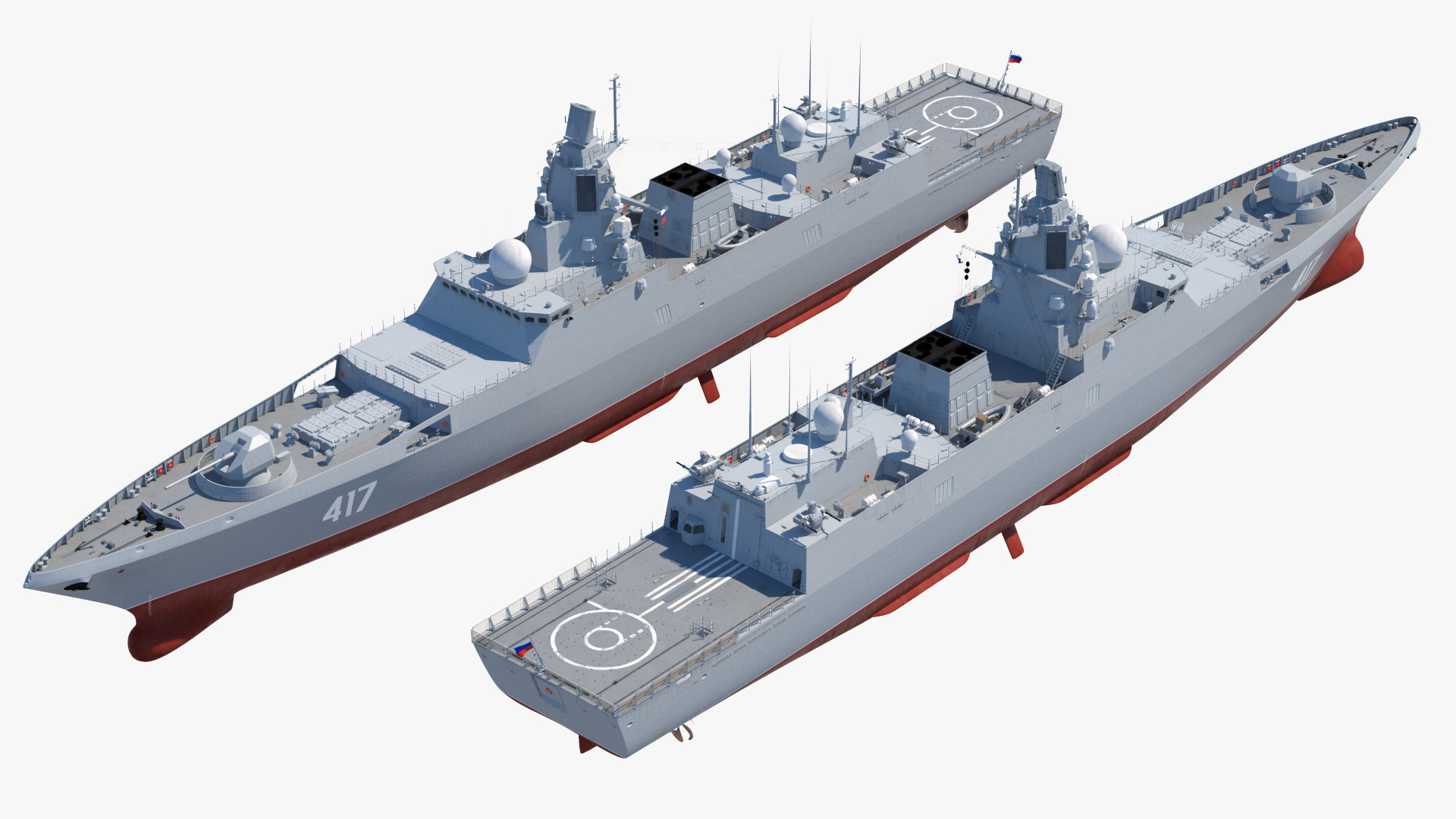 3D model Frigate Admiral Gorshkov Project 22350 Rigged