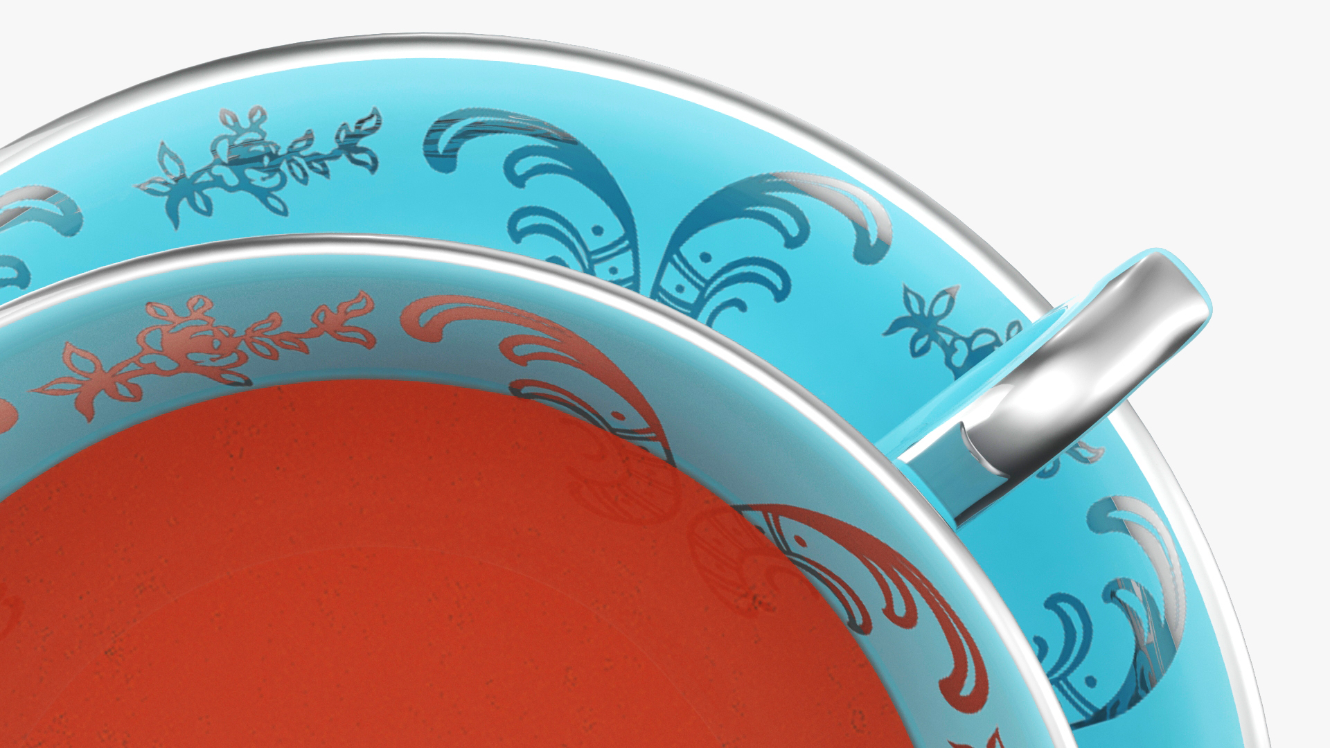 3D Cup of Tea in Vintage Blue Teacup model