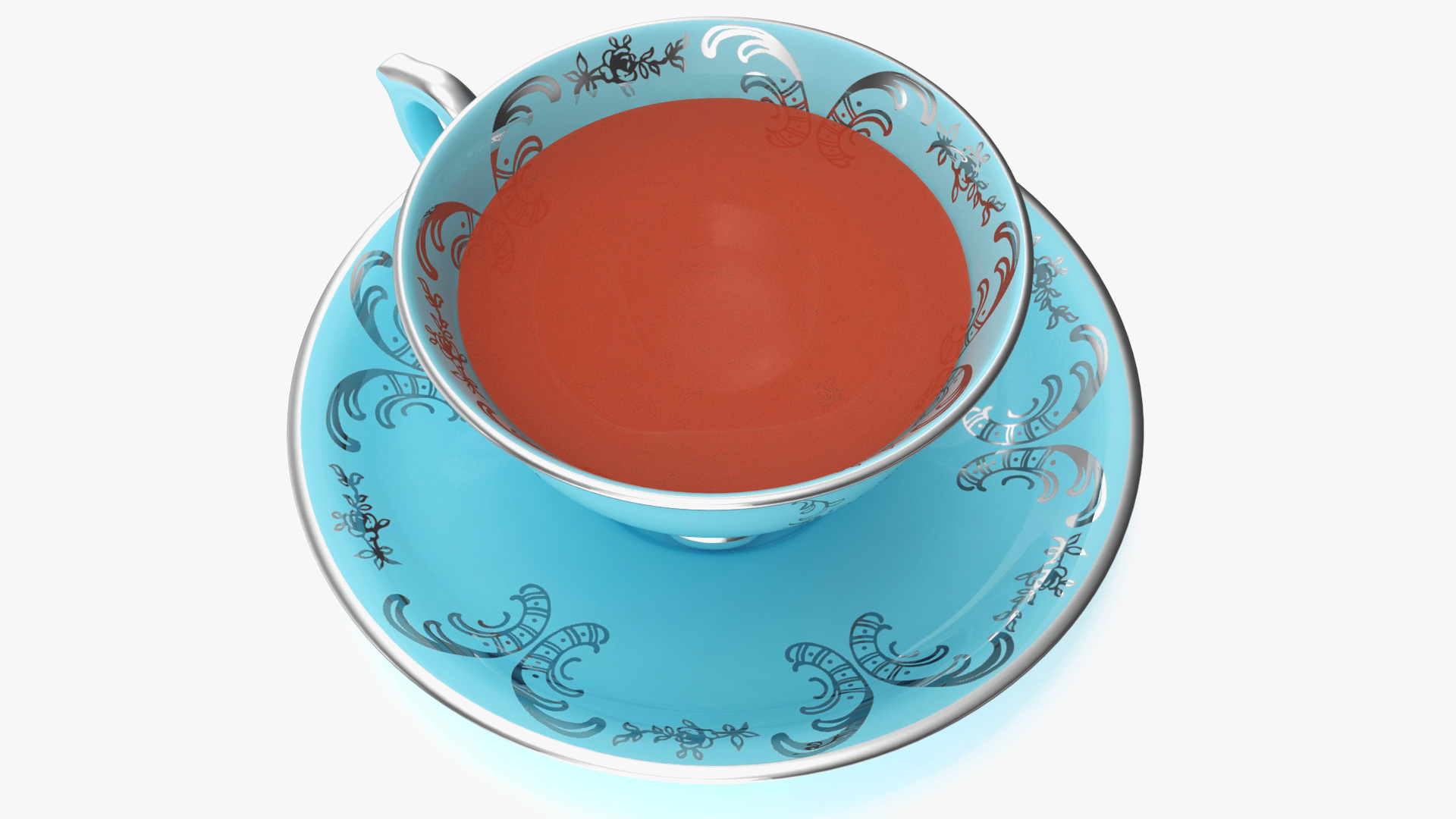 3D Cup of Tea in Vintage Blue Teacup model
