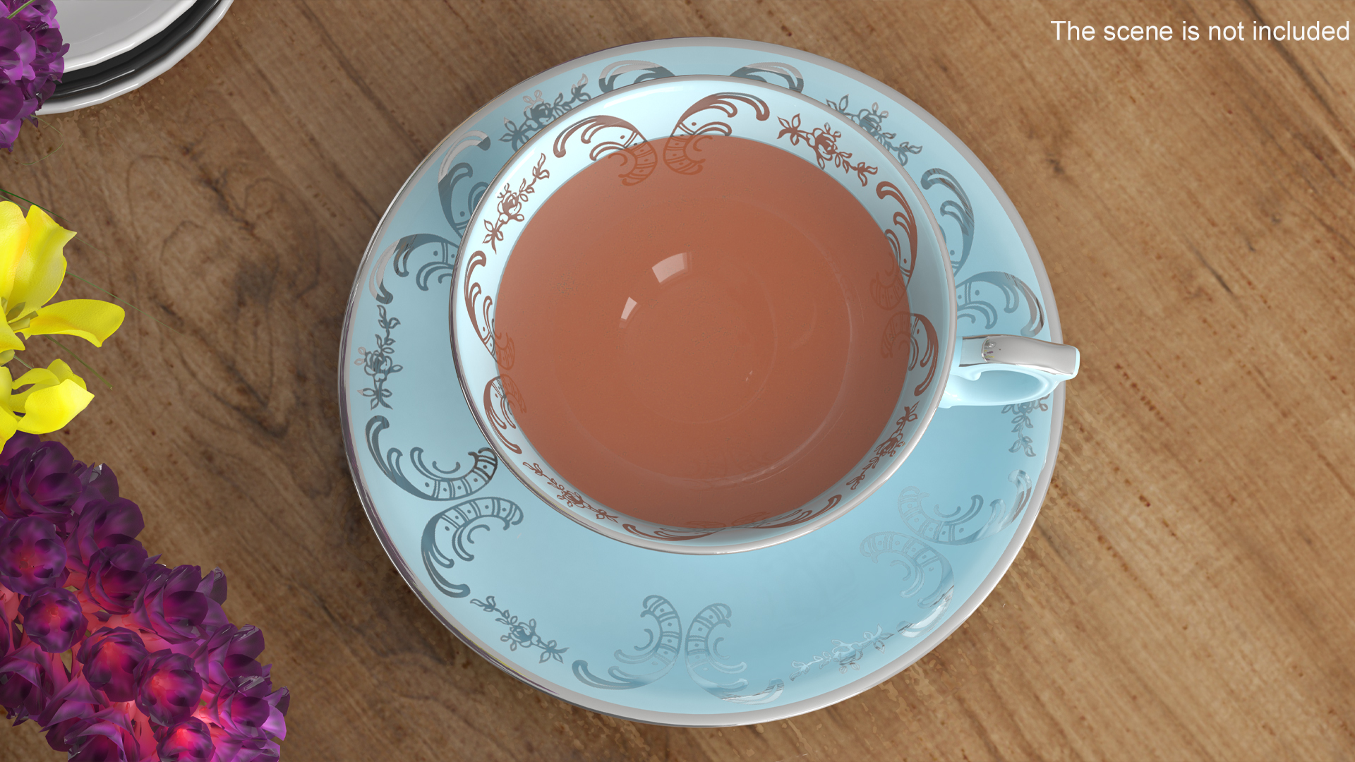3D Cup of Tea in Vintage Blue Teacup model