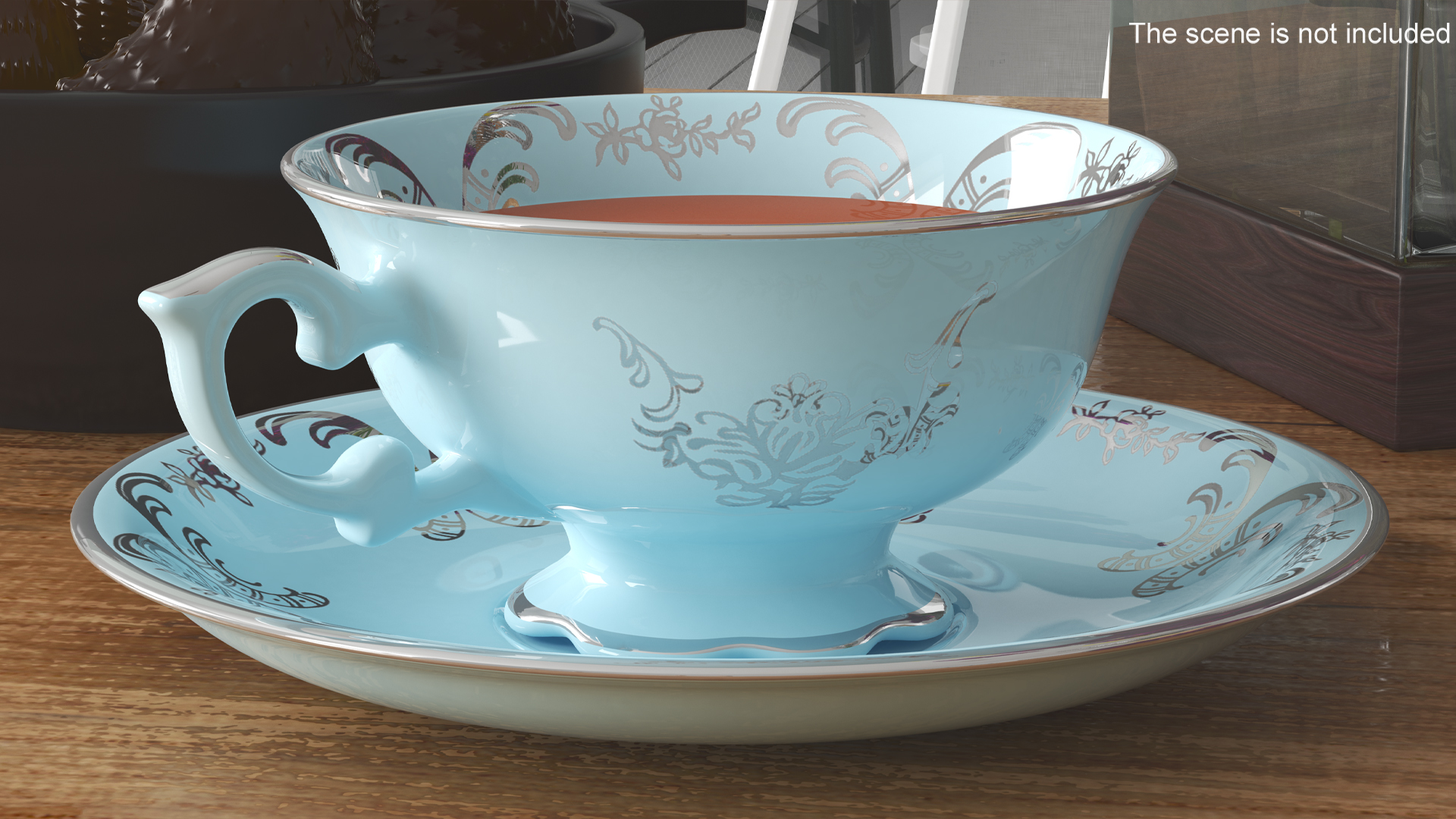 3D Cup of Tea in Vintage Blue Teacup model