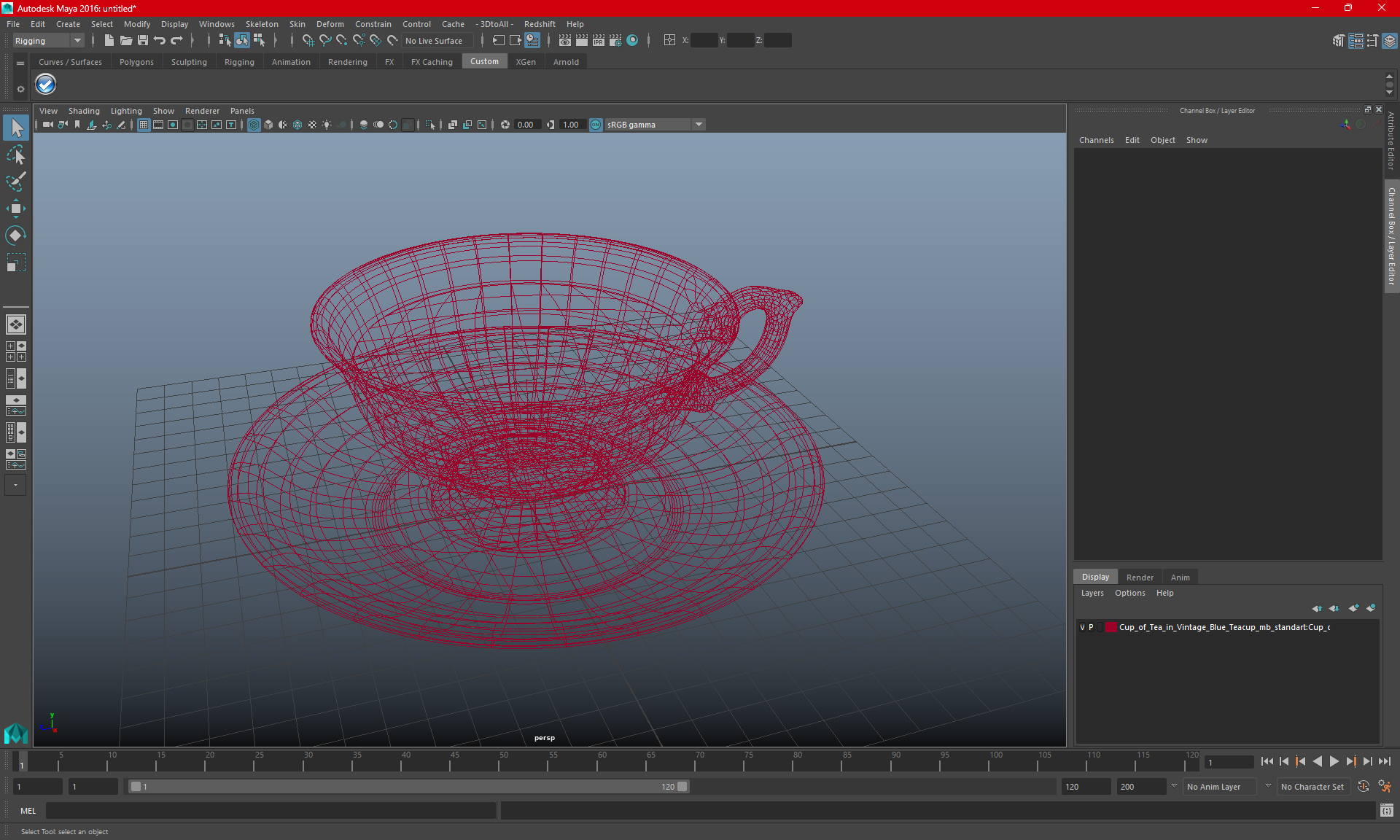 3D Cup of Tea in Vintage Blue Teacup model