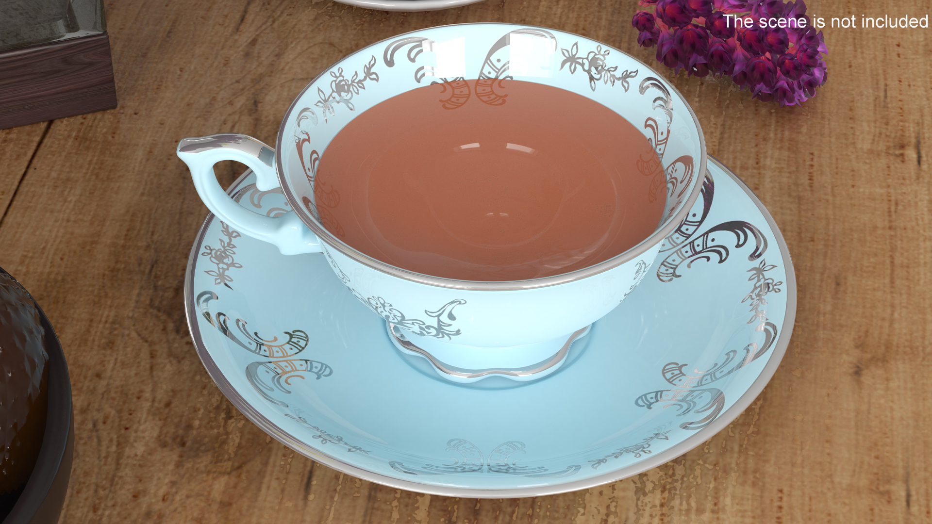 3D Cup of Tea in Vintage Blue Teacup model