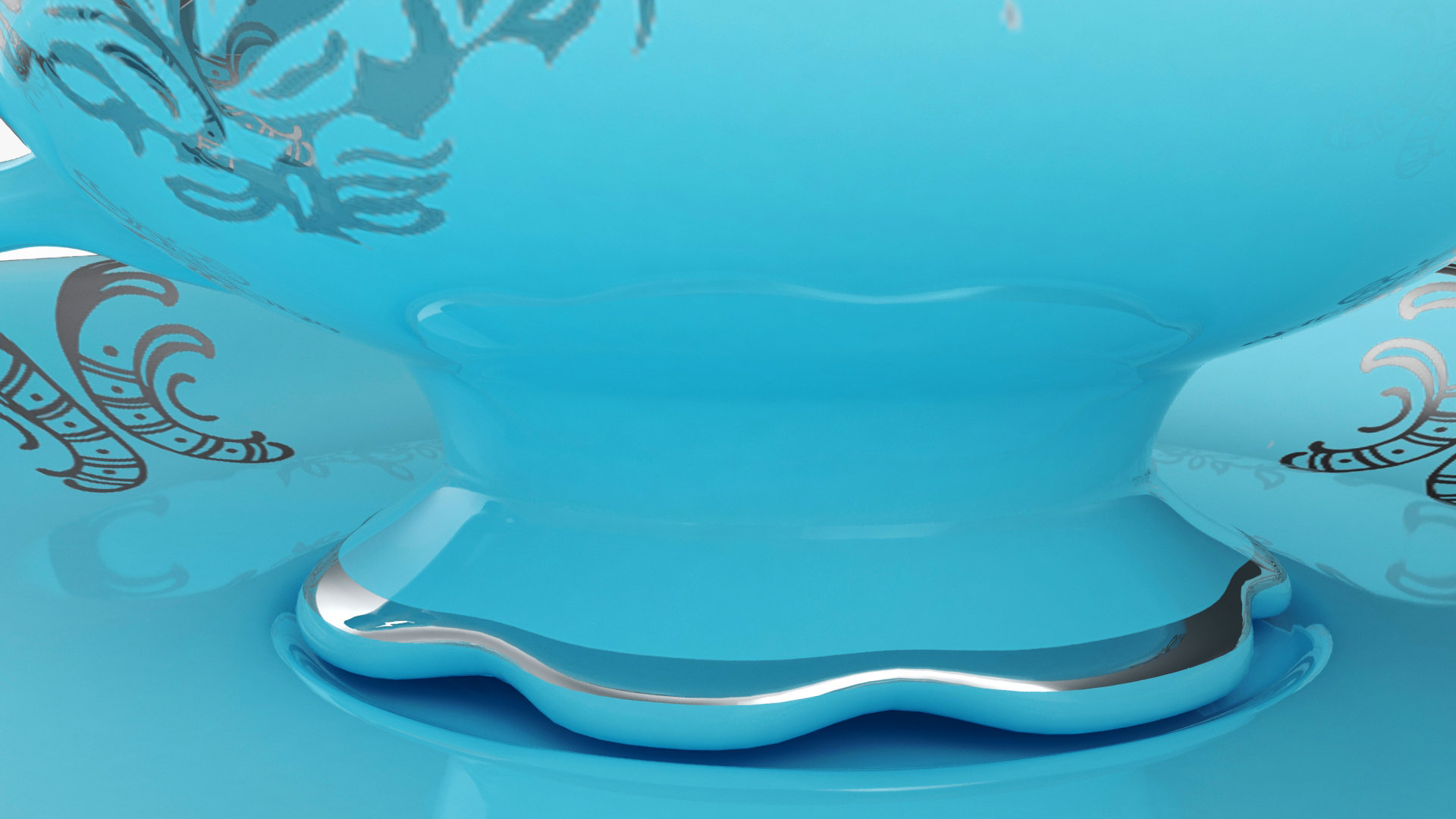3D Cup of Tea in Vintage Blue Teacup model