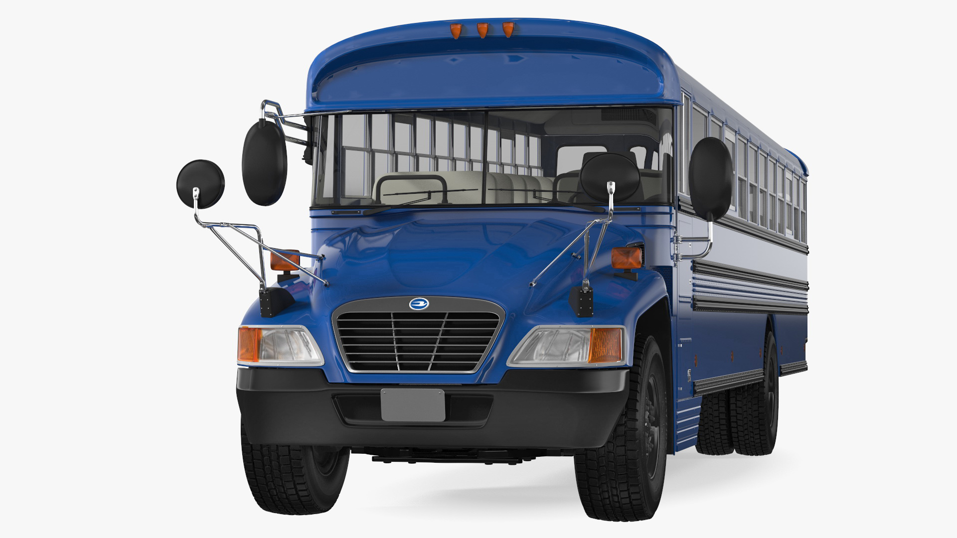 3D Blue Bird Commercial Bus Rigged
