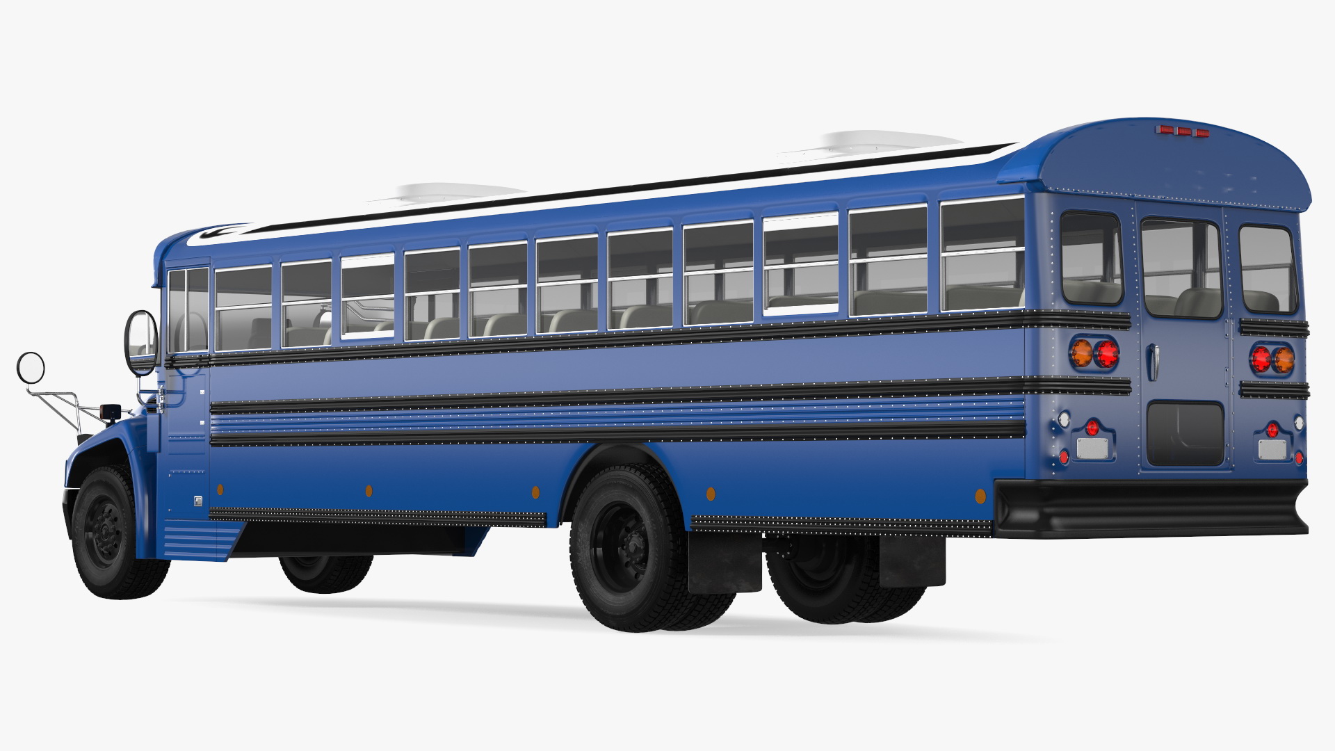 3D Blue Bird Commercial Bus Rigged