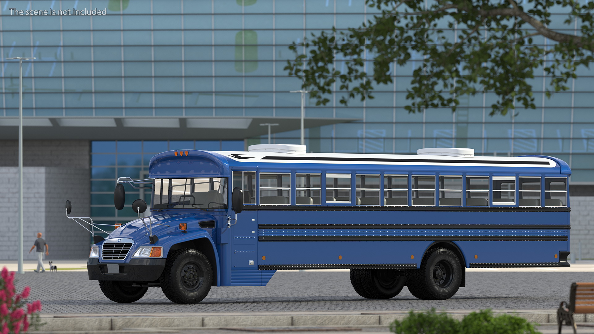 3D Blue Bird Commercial Bus Rigged