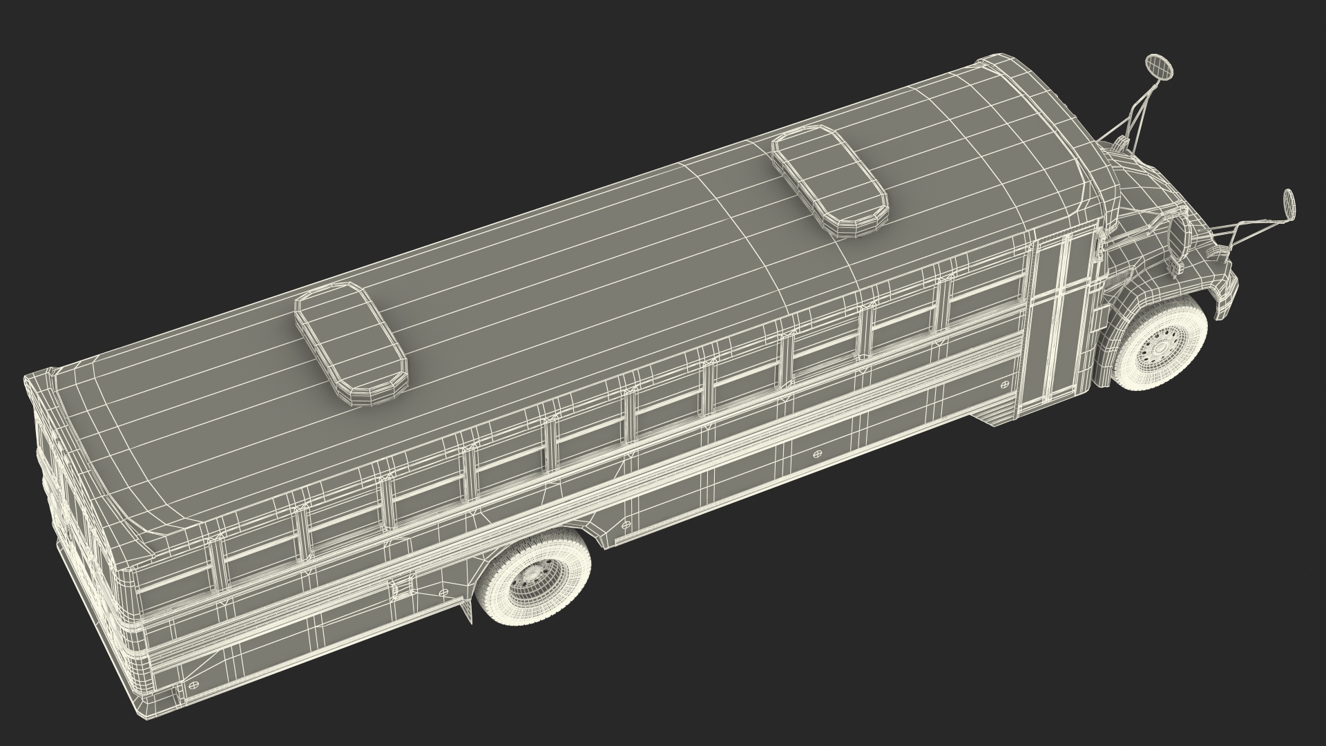 3D Blue Bird Commercial Bus Rigged