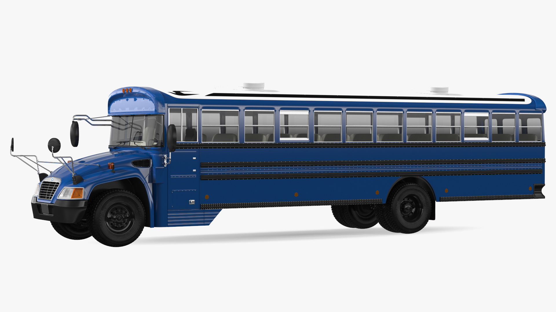 3D Blue Bird Commercial Bus Rigged