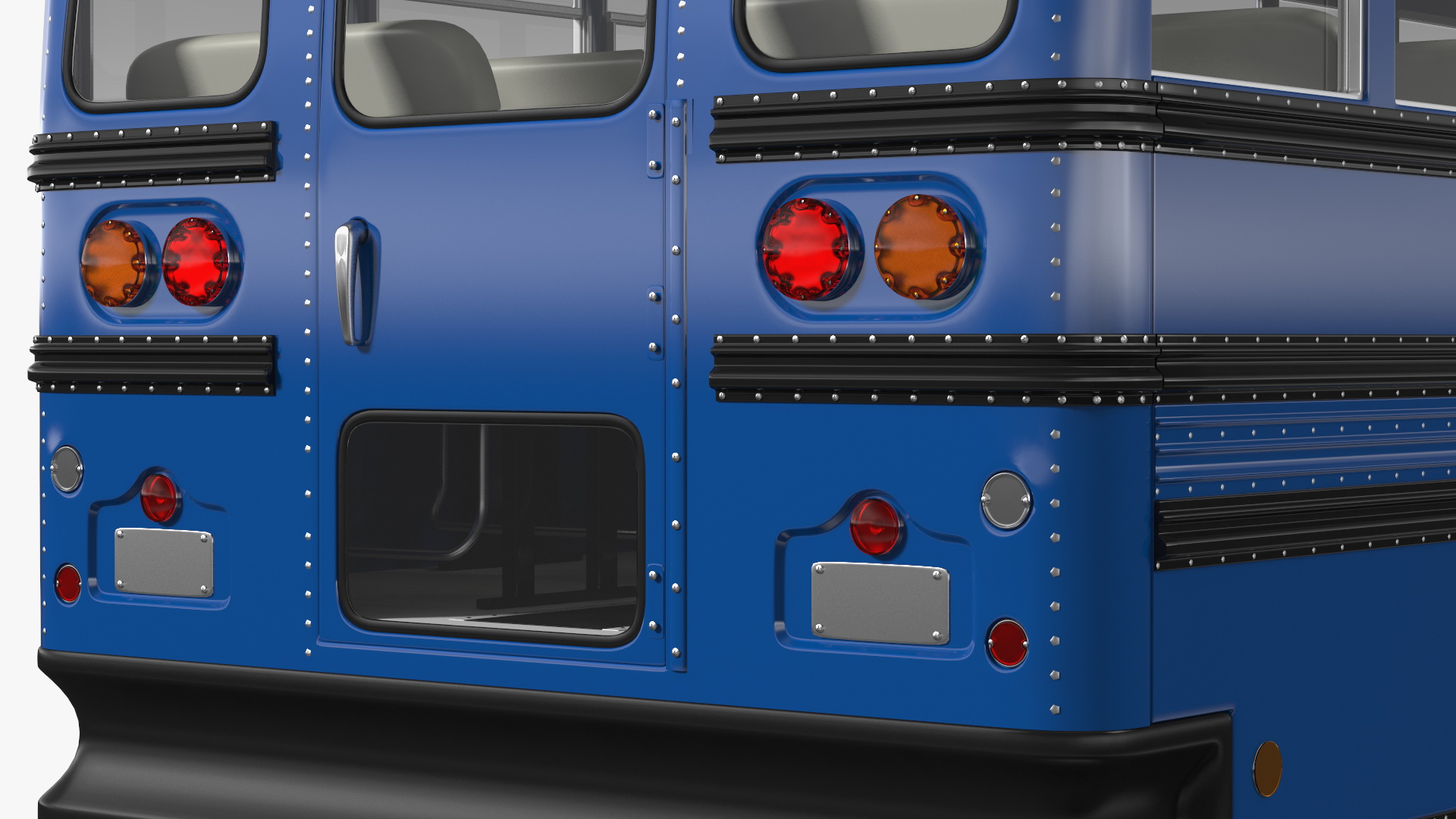 3D Blue Bird Commercial Bus Rigged