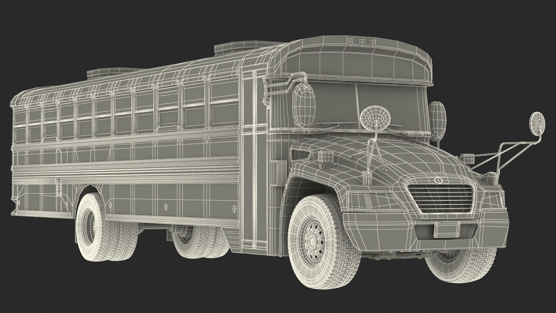 3D Blue Bird Commercial Bus Rigged
