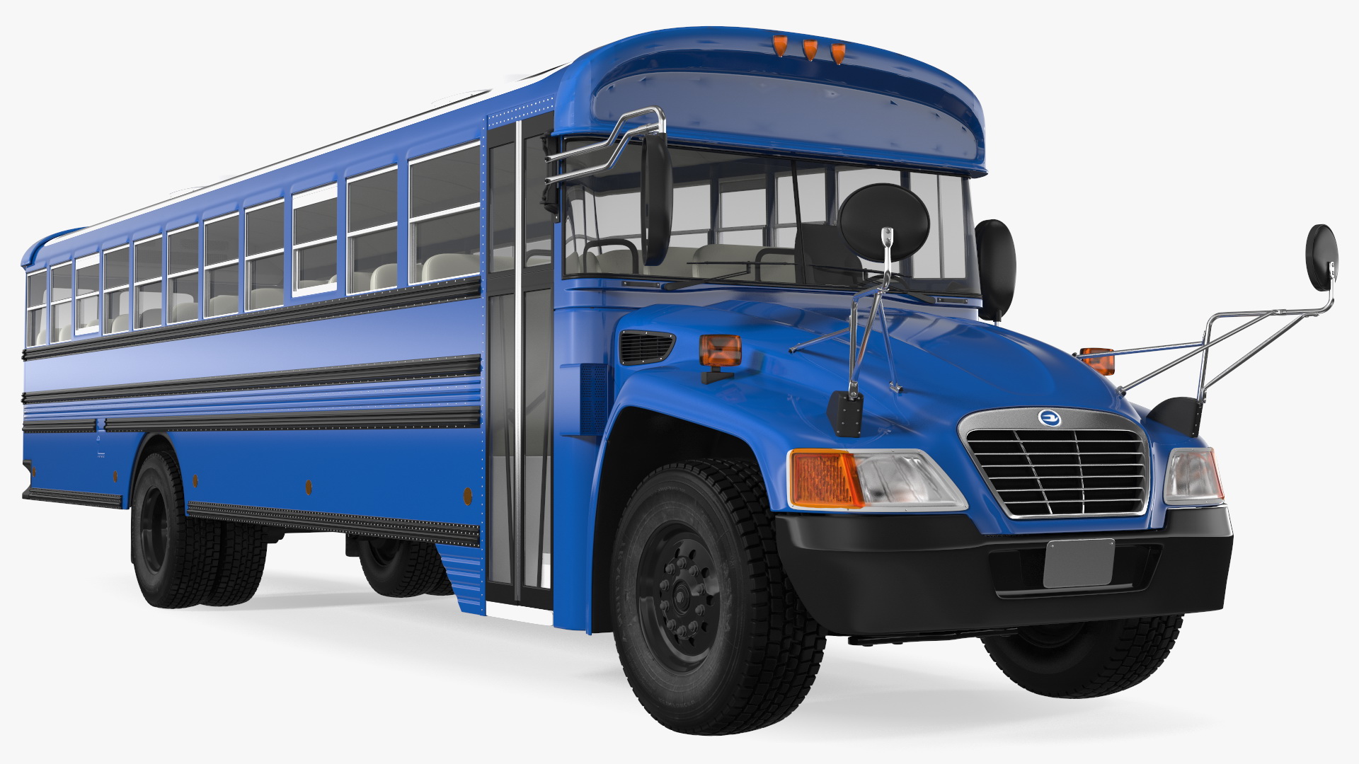 3D Blue Bird Commercial Bus Rigged