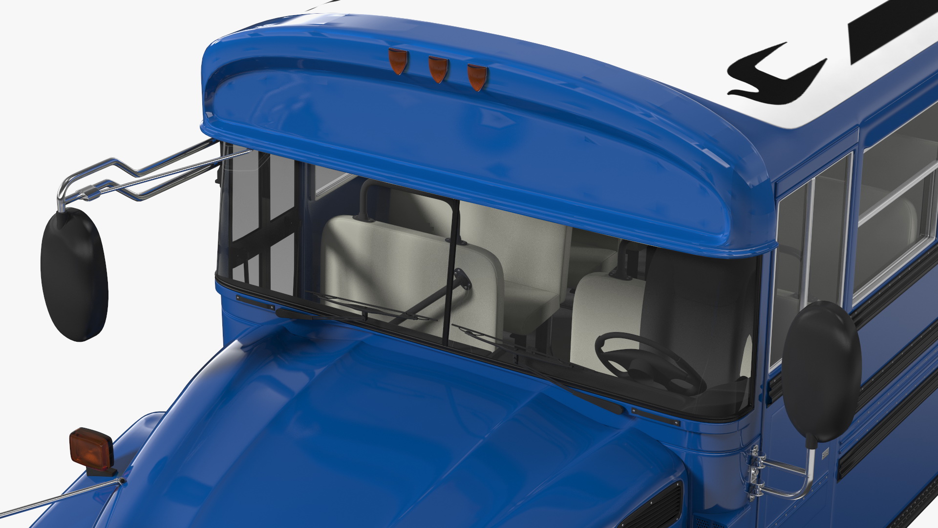 3D Blue Bird Commercial Bus Rigged
