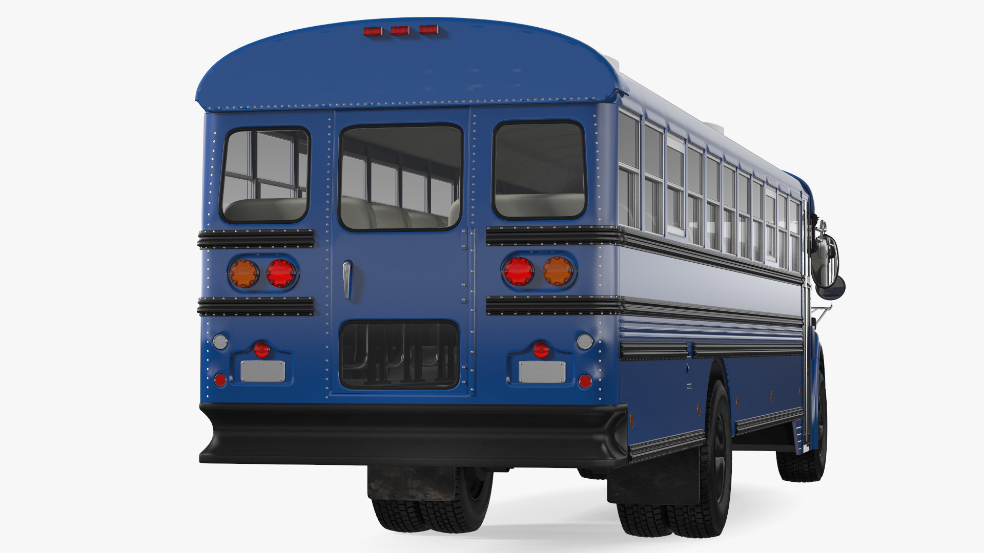 3D Blue Bird Commercial Bus Rigged