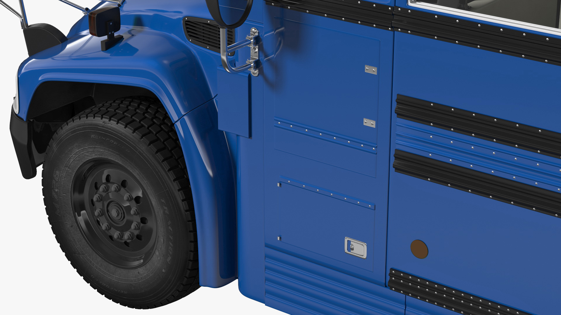 3D Blue Bird Commercial Bus Rigged
