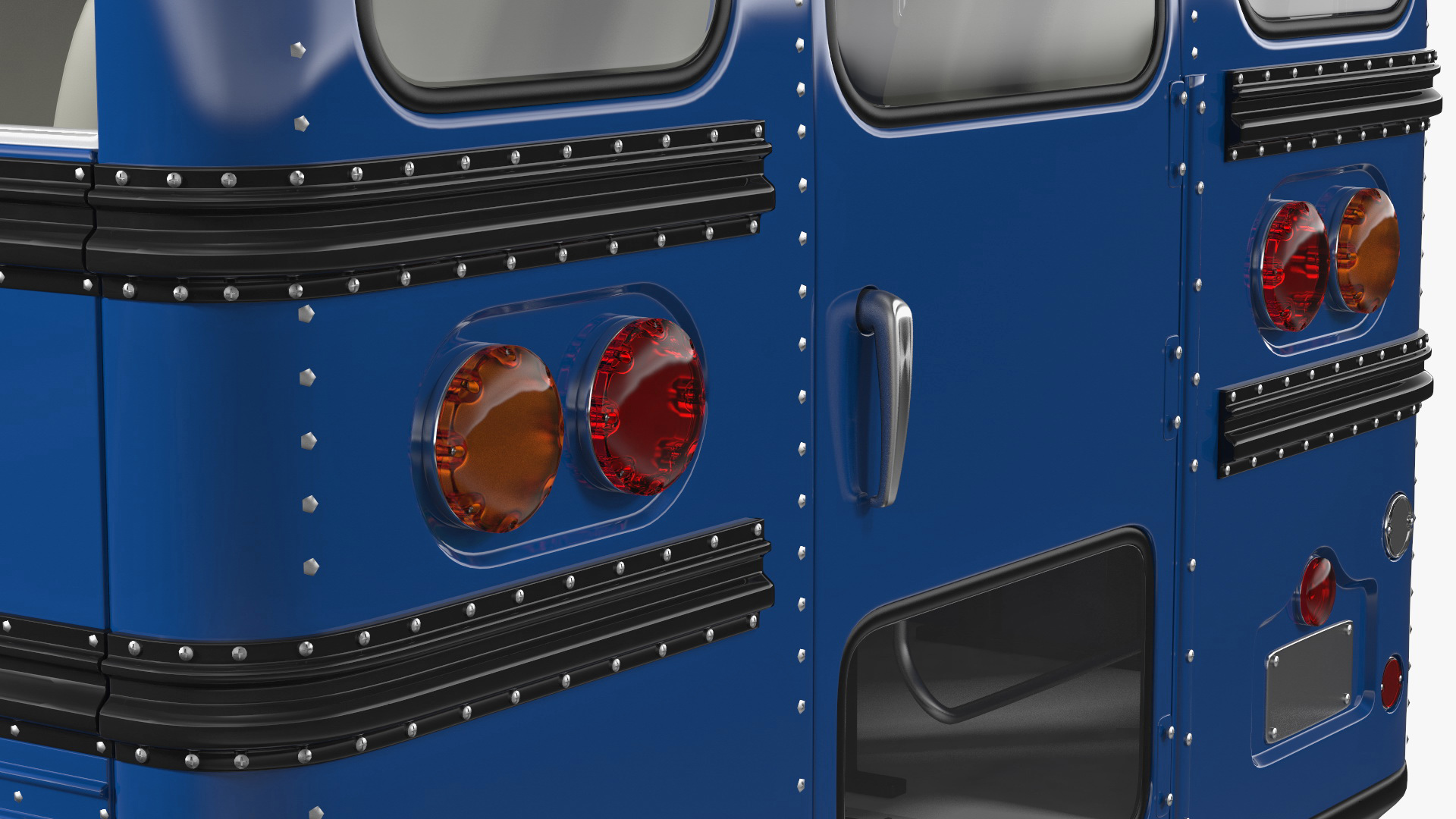 3D Blue Bird Commercial Bus Rigged