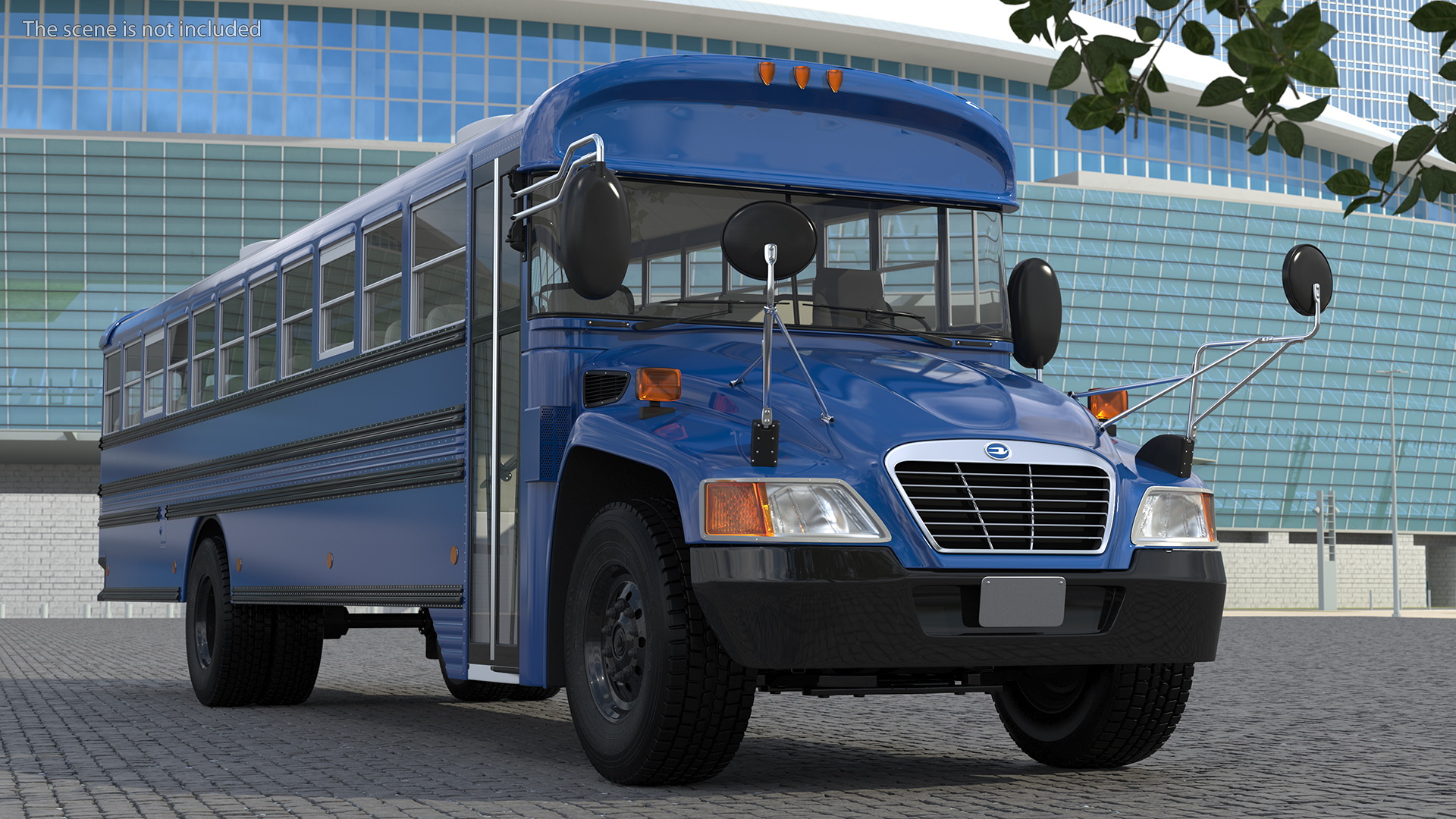 3D Blue Bird Commercial Bus Rigged