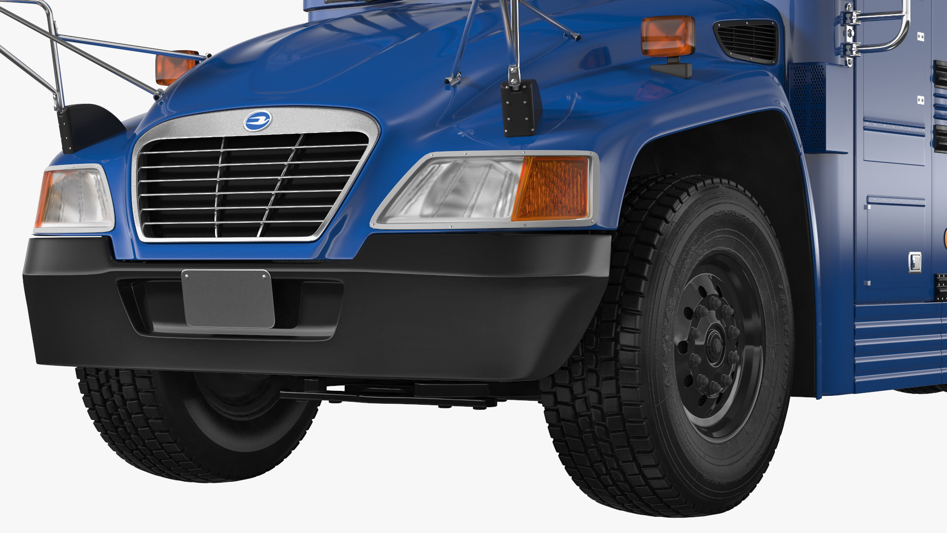 3D Blue Bird Commercial Bus Rigged