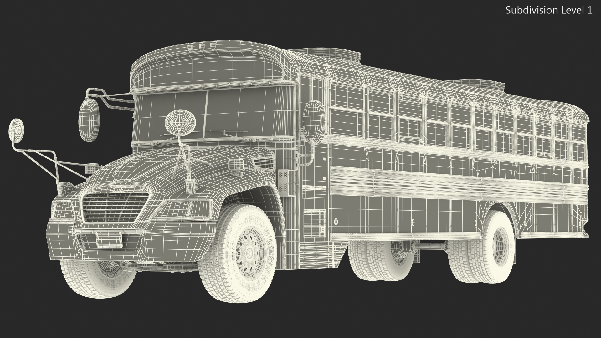 3D Blue Bird Commercial Bus Rigged