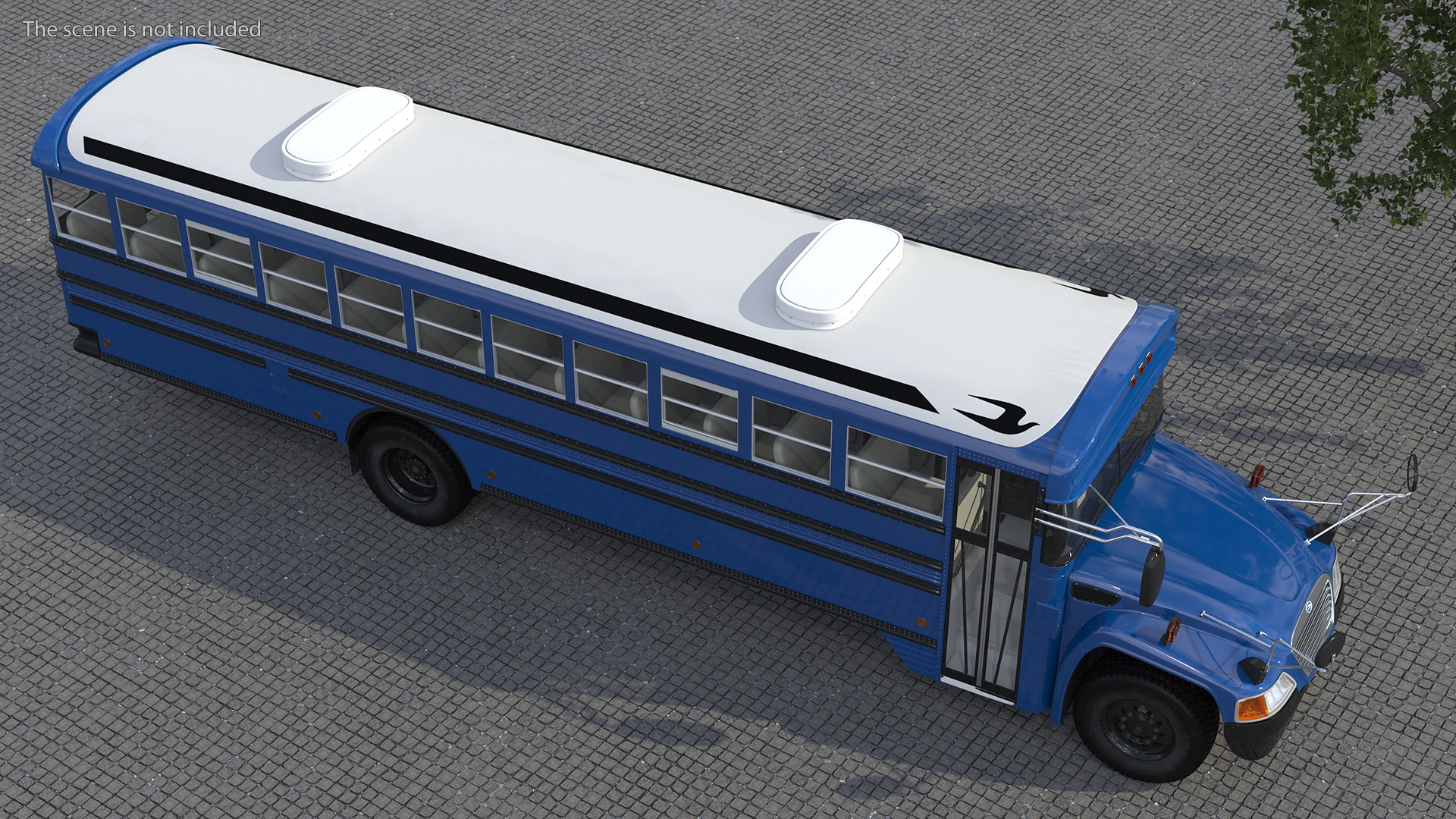 3D Blue Bird Commercial Bus Rigged