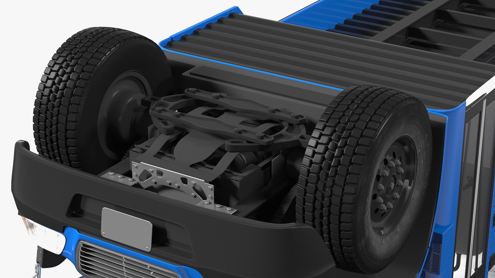 3D Blue Bird Commercial Bus Rigged