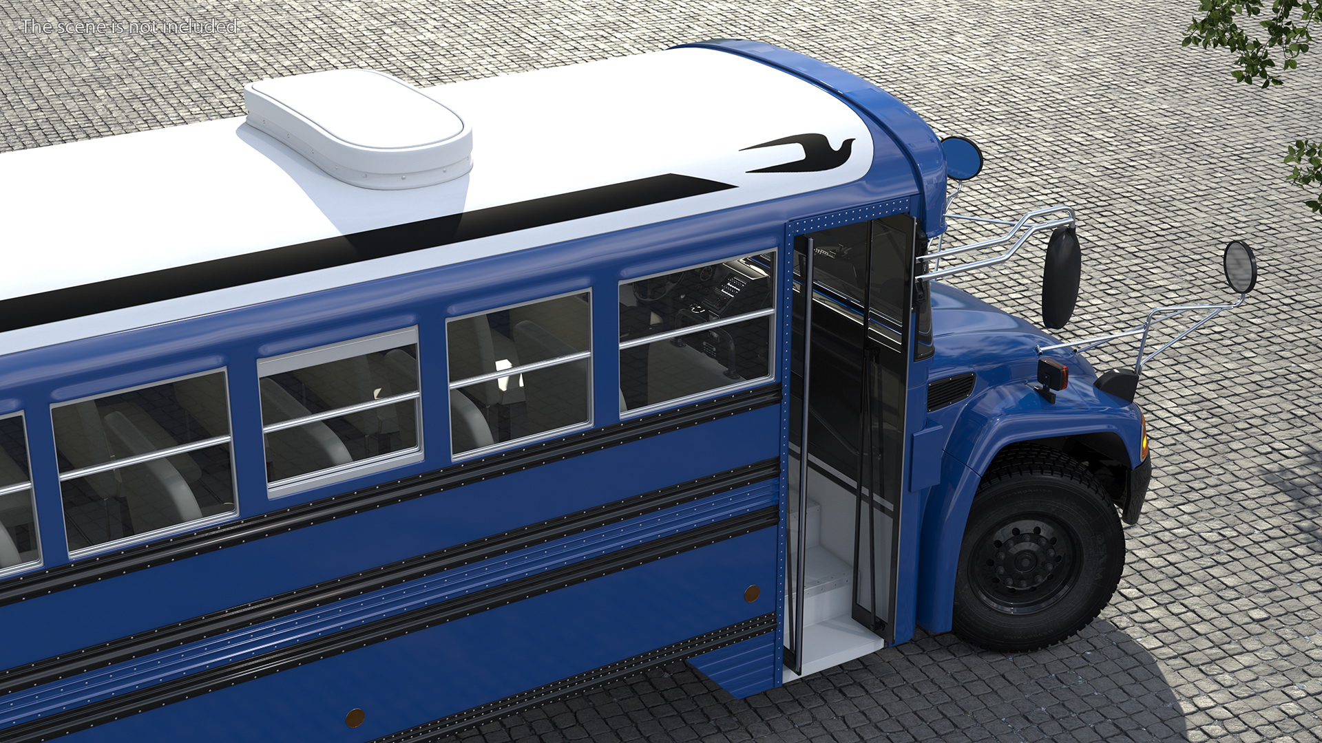 3D Blue Bird Commercial Bus Rigged