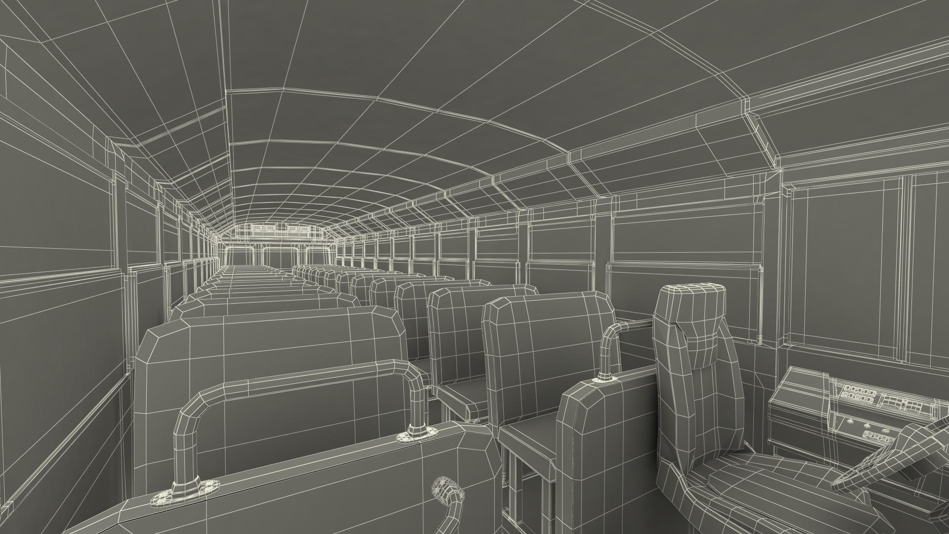 3D Blue Bird Commercial Bus Rigged