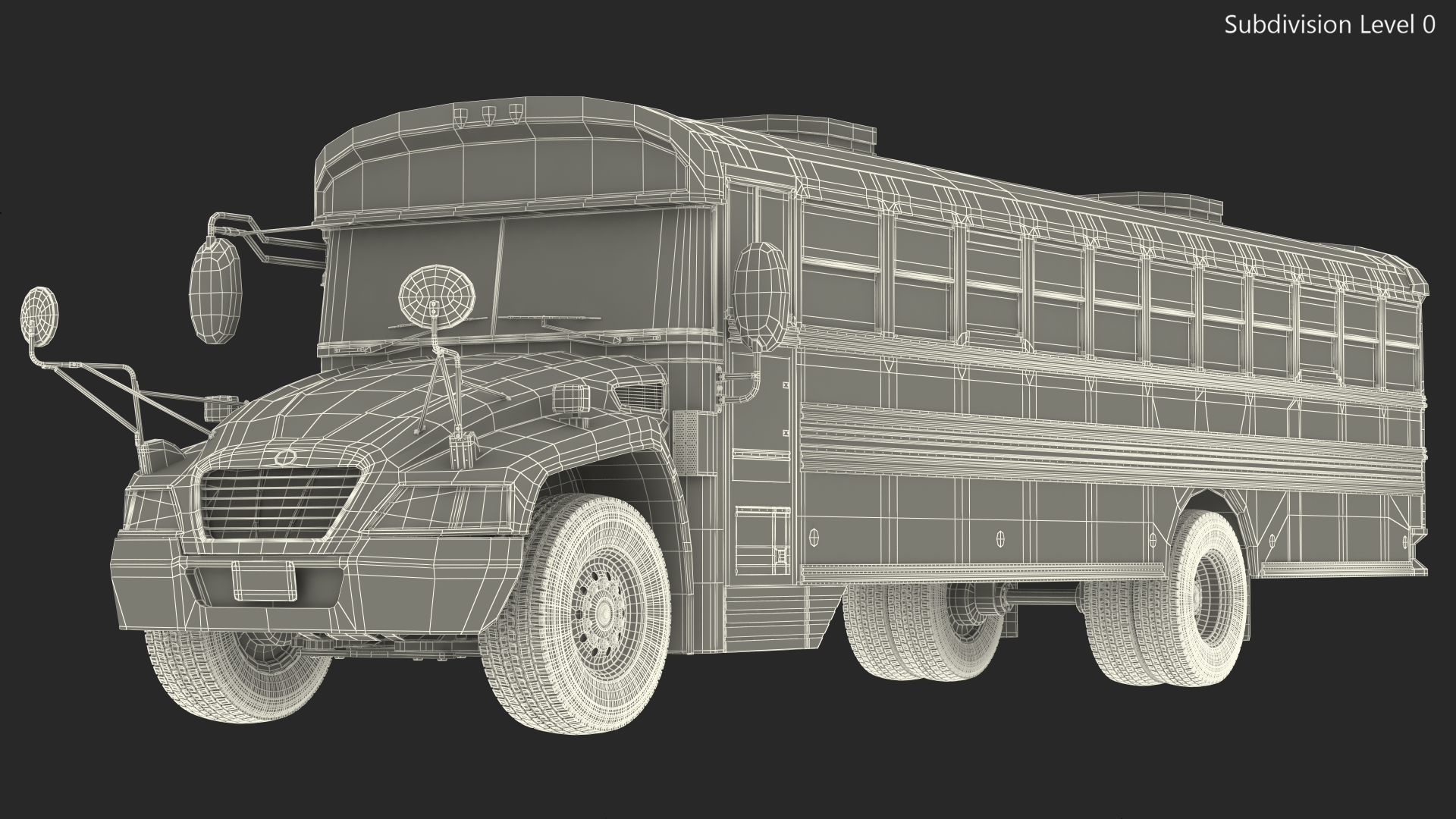3D Blue Bird Commercial Bus Rigged