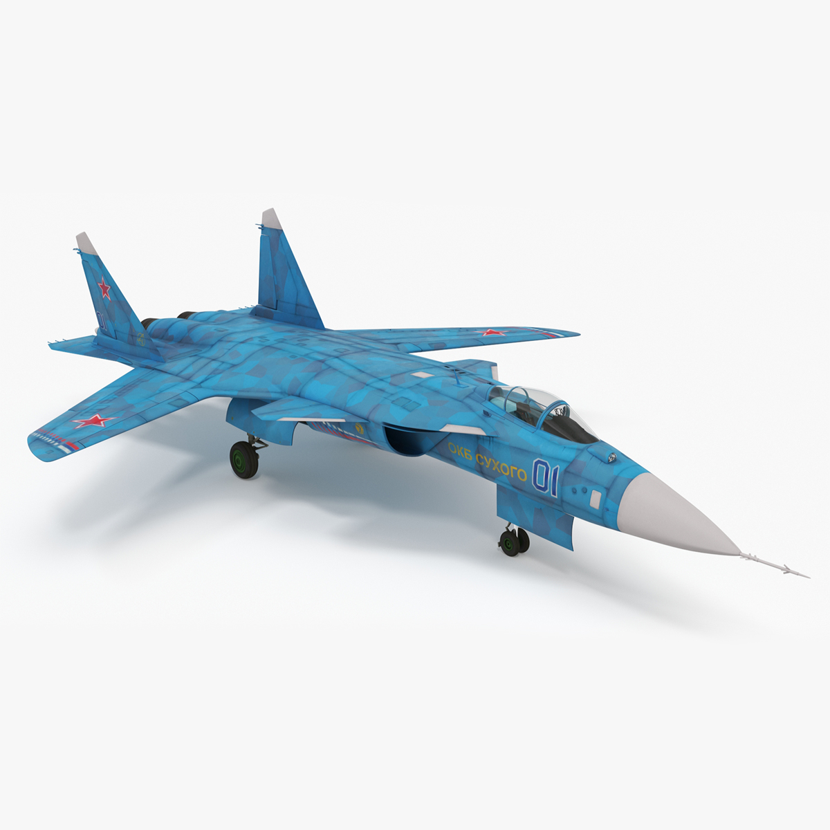 3D Sukhoi Su 47 Berkut Russian Supersonic Jet Fighter Rigged for Maya