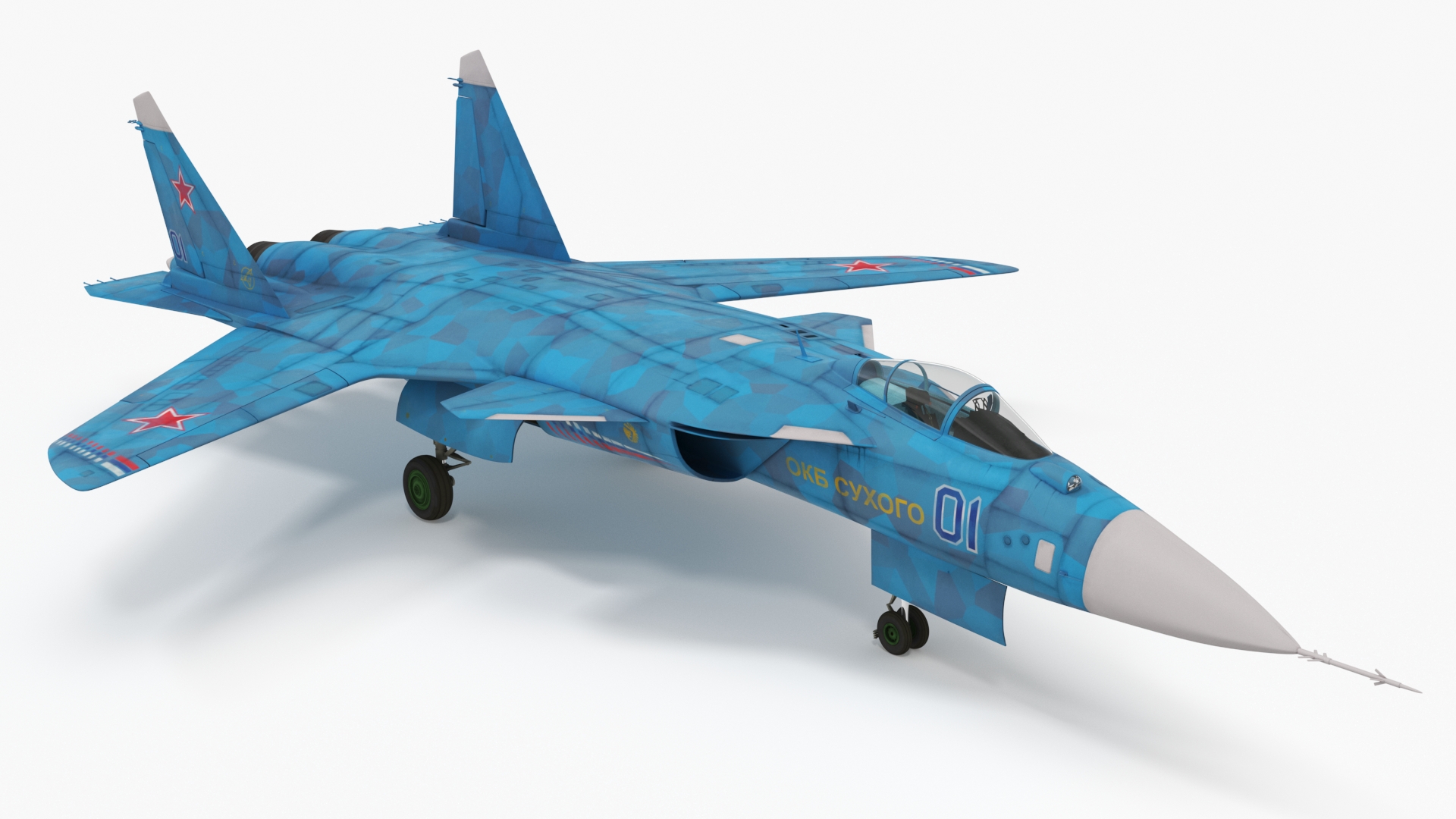 3D Sukhoi Su 47 Berkut Russian Supersonic Jet Fighter Rigged for Maya