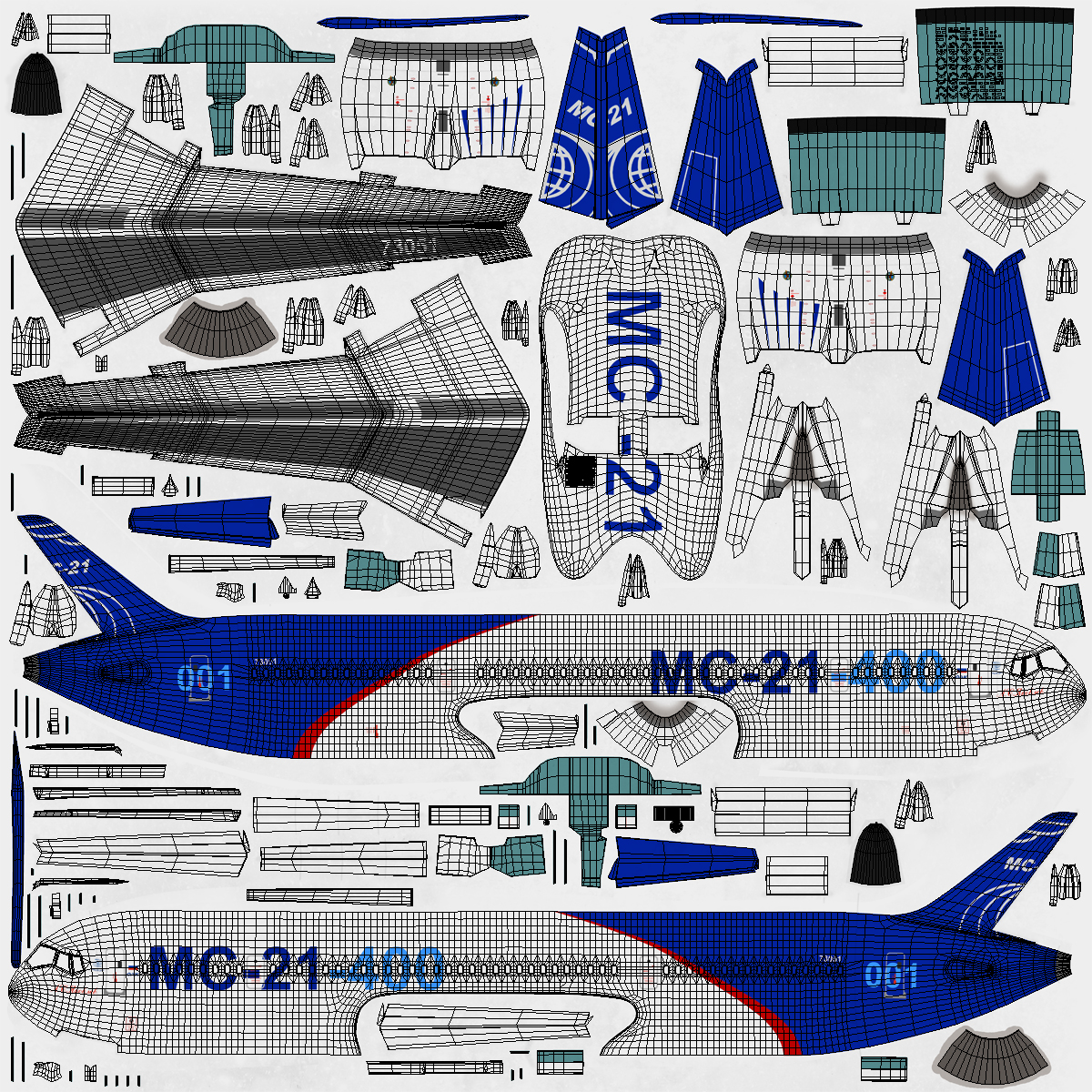 3D Irkut Airliner MC 21 400 Rigged