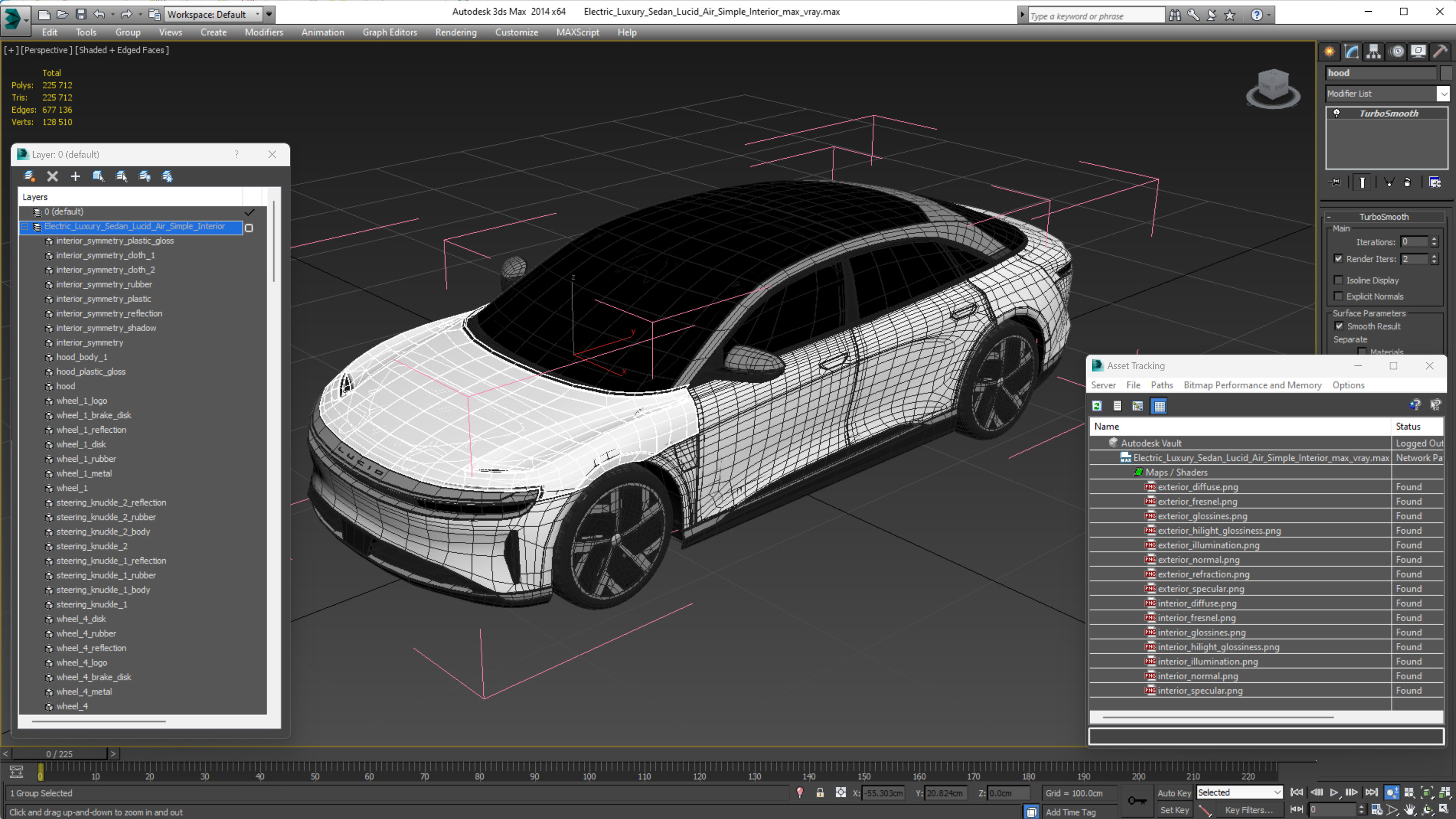 Electric Luxury Sedan Lucid Air Simple Interior 3D